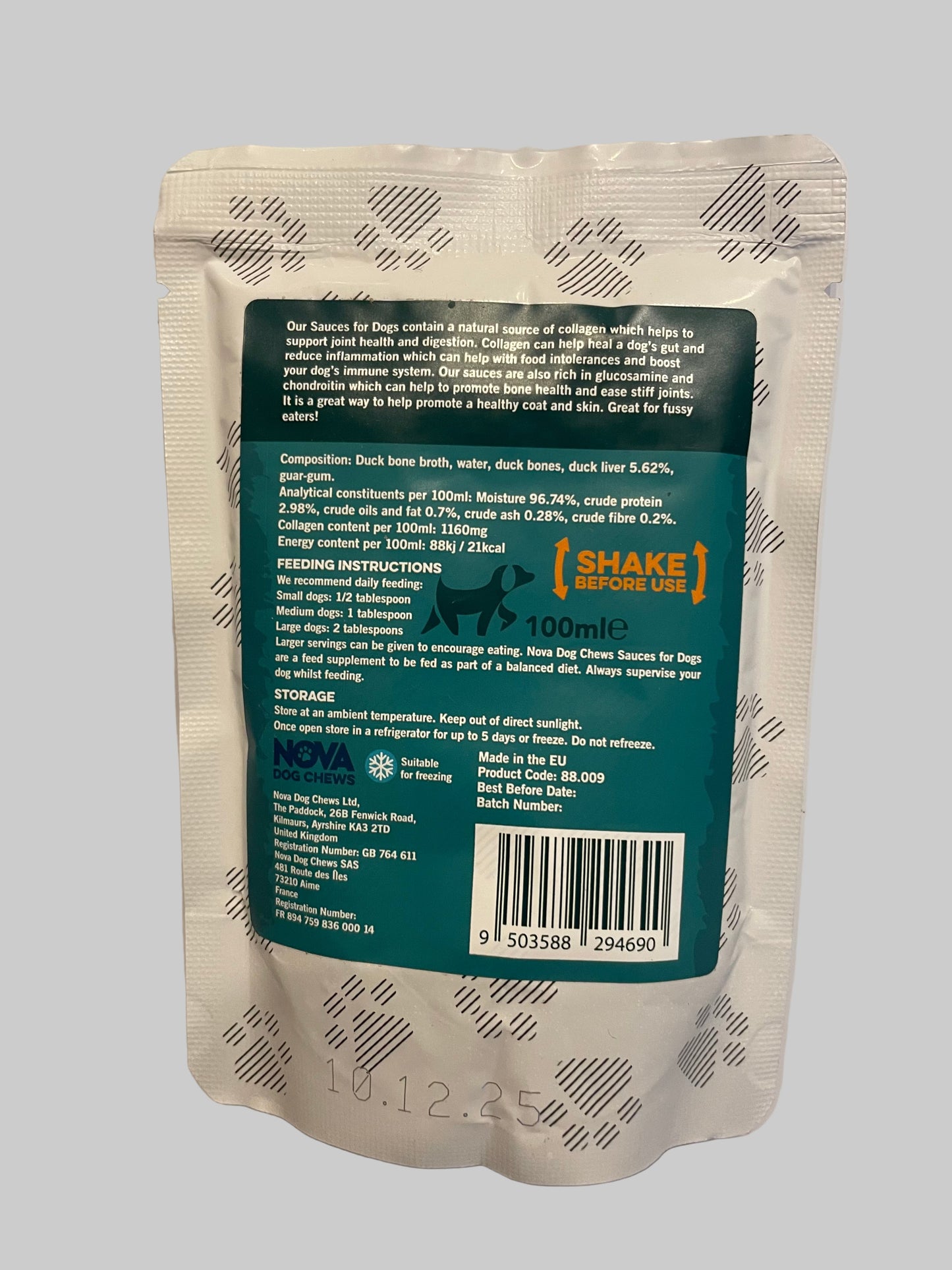 nova collagen duck sauce for dogs, pets at home, collagen for dogs, collagen for dog, collagen for dogs uk, collagen for dogs arthritis, collagen for dog joints, back side