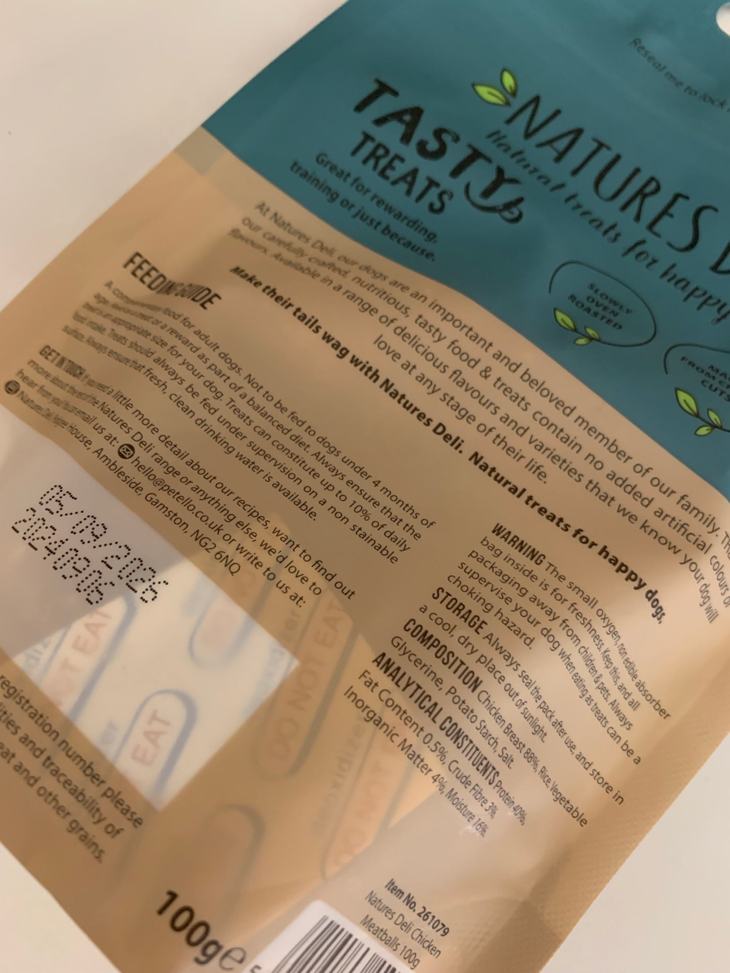 Natures Deli Dog Treats, dog treat, dog treats, natural dog treats, back side