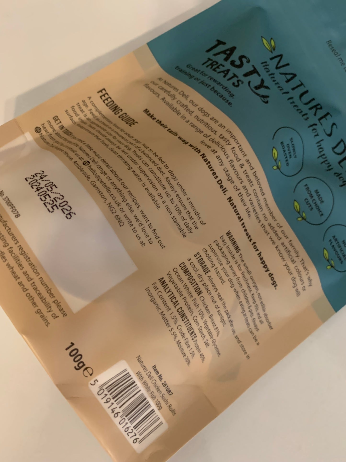 Natures Deli Dog Treats, dog treat, dog treats, natural dog treats, back side