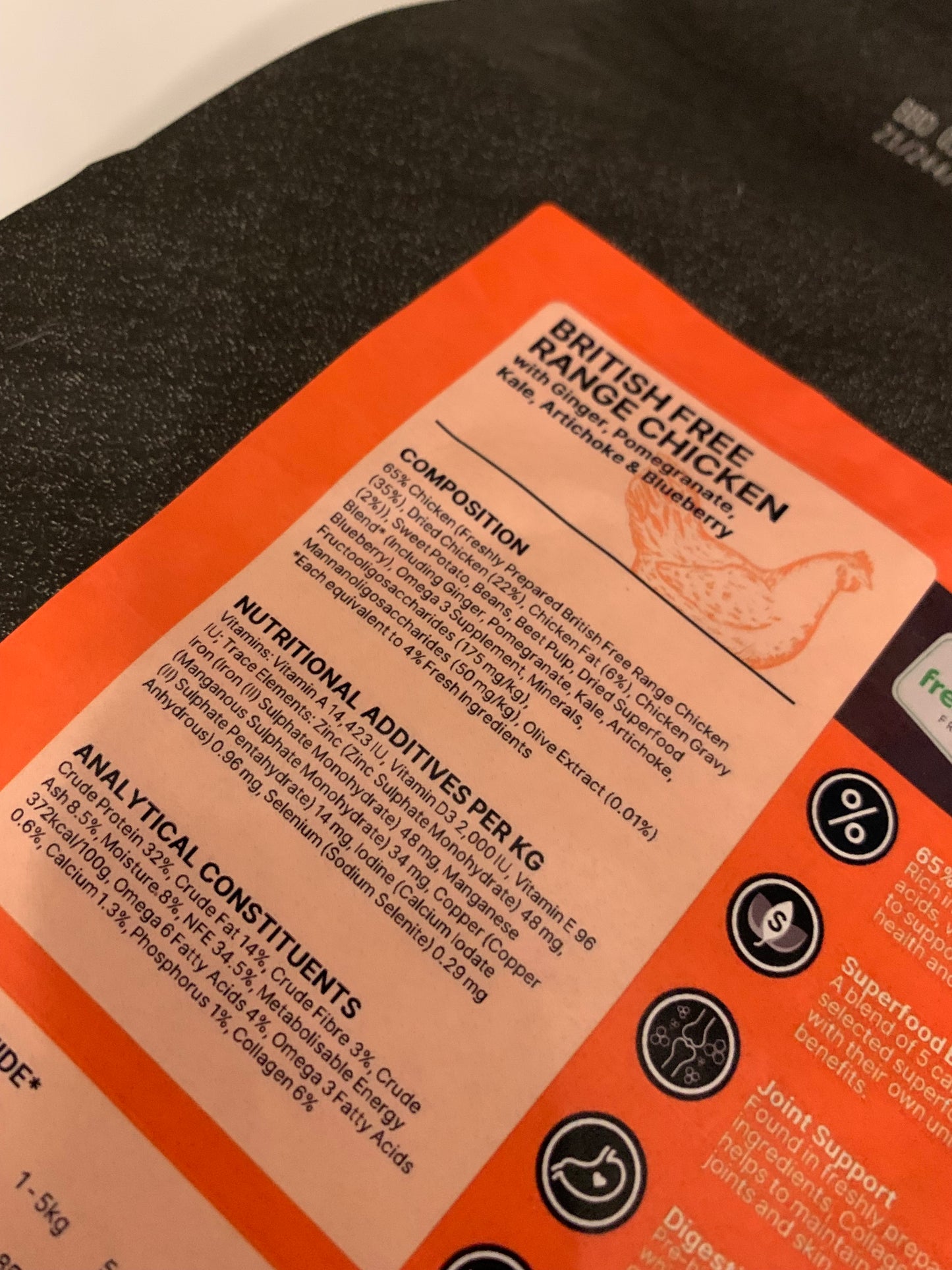 superfood dog food, hypoallergenic dog food grain free dog food, dry dog food, best dry dog food uk, back side