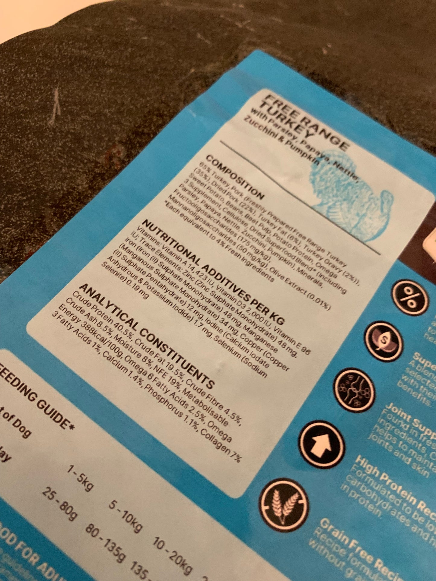 superfood dog food, hypoallergenic dog food grain free dog food, dry dog food, best dry dog food uk, back side