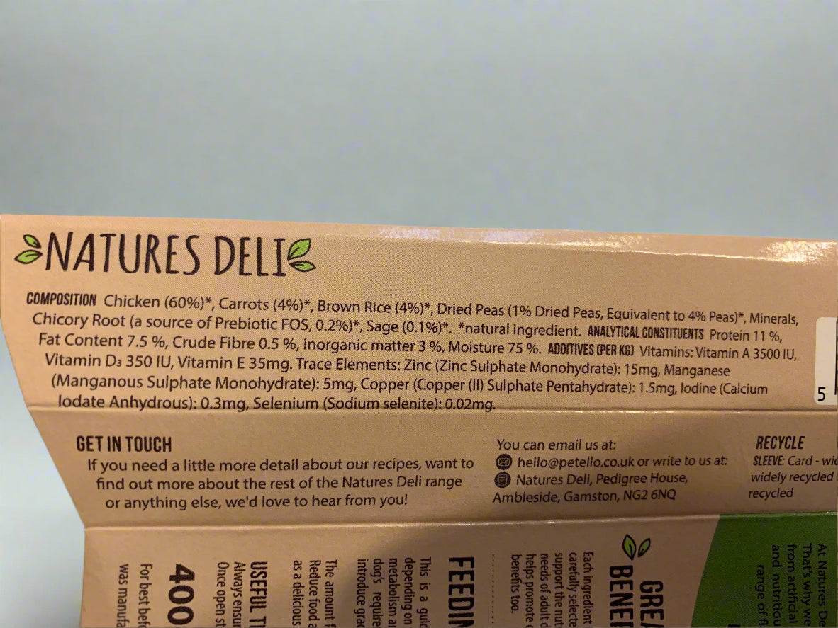 natures deli wet dog food, forthglade wet dog food, best wet dog food, back side