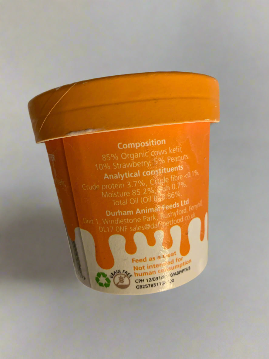 Durham Animal Feed Organic Kefir Yogurt 85ml, dog treat, dog treats, back side