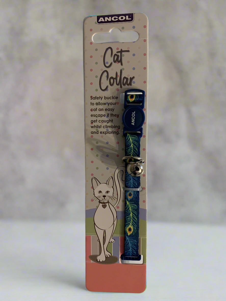 peacock cat collar, cat collars, front side