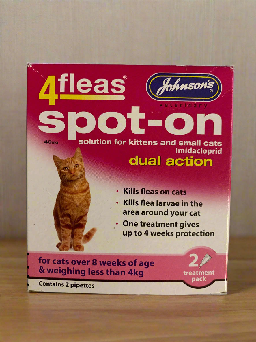 4fleas spot on kitten, cat flea treatment, flea treatment for cats, front side