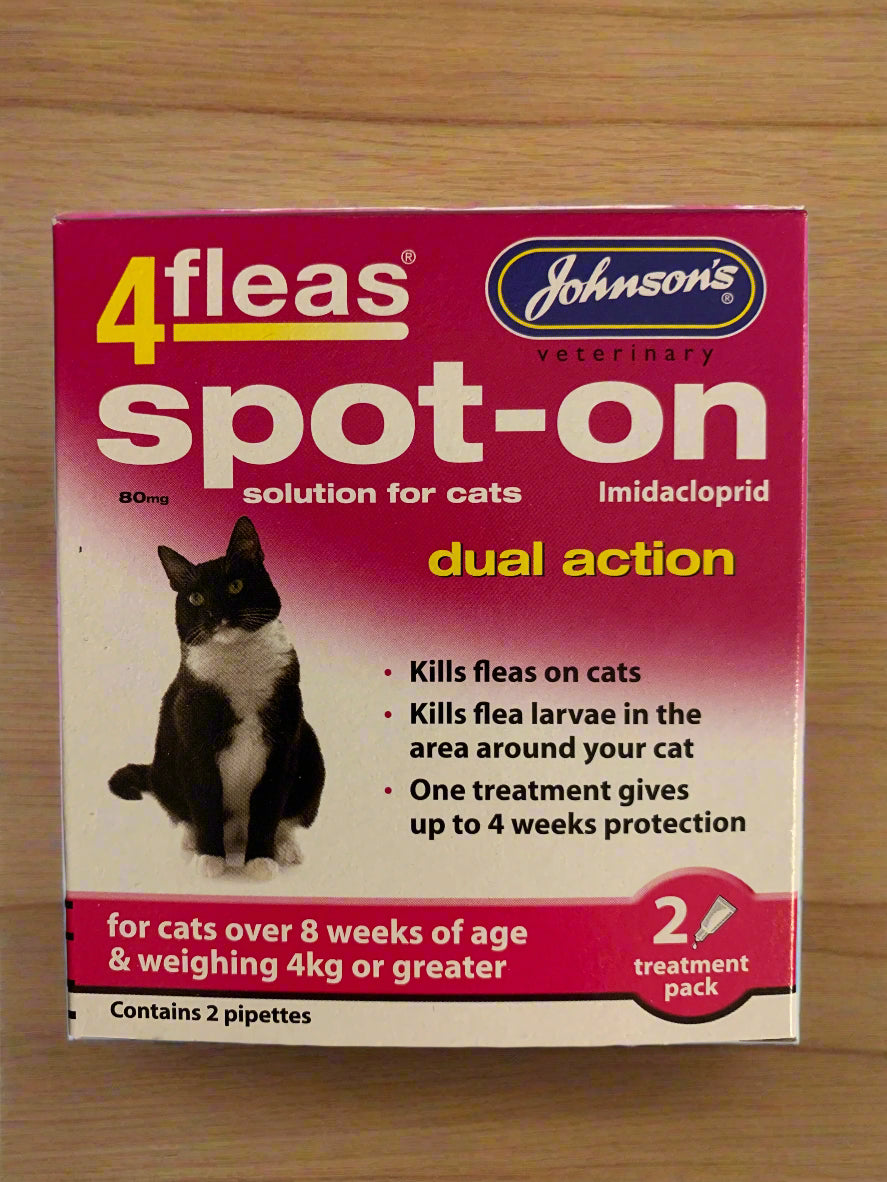 4fleas spot on cat, cat flea treatment, flea treatment for cats, front side