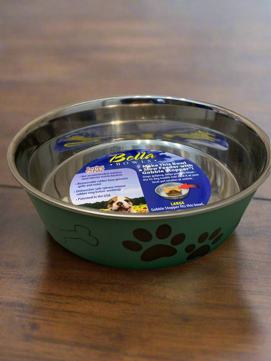 Bella Metallic Artichoke Bowl, dog bowls, dog bowl, front side
