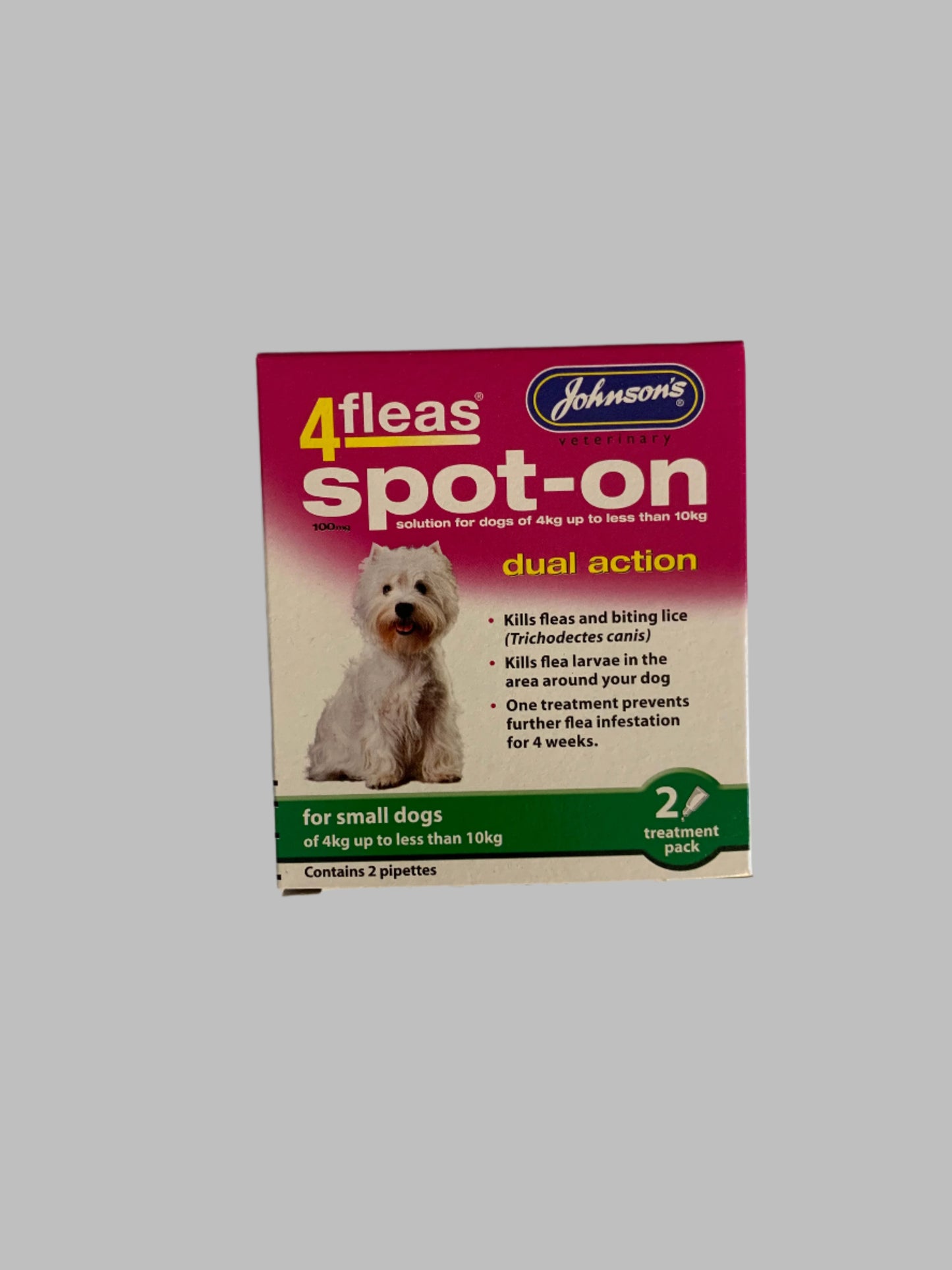 4fleas spot on dog small dog, dog flea treatment, dog flea tablets, dog fleas, dog flea collar, front side