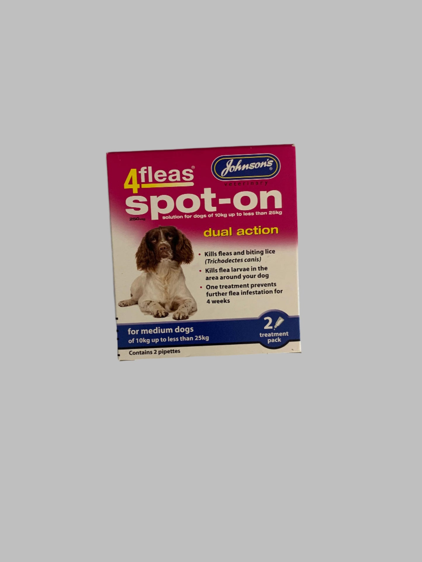 4fleas spot on dog medium dog, dog flea treatment, dog flea tablets, dog fleas, dog flea collar, front side