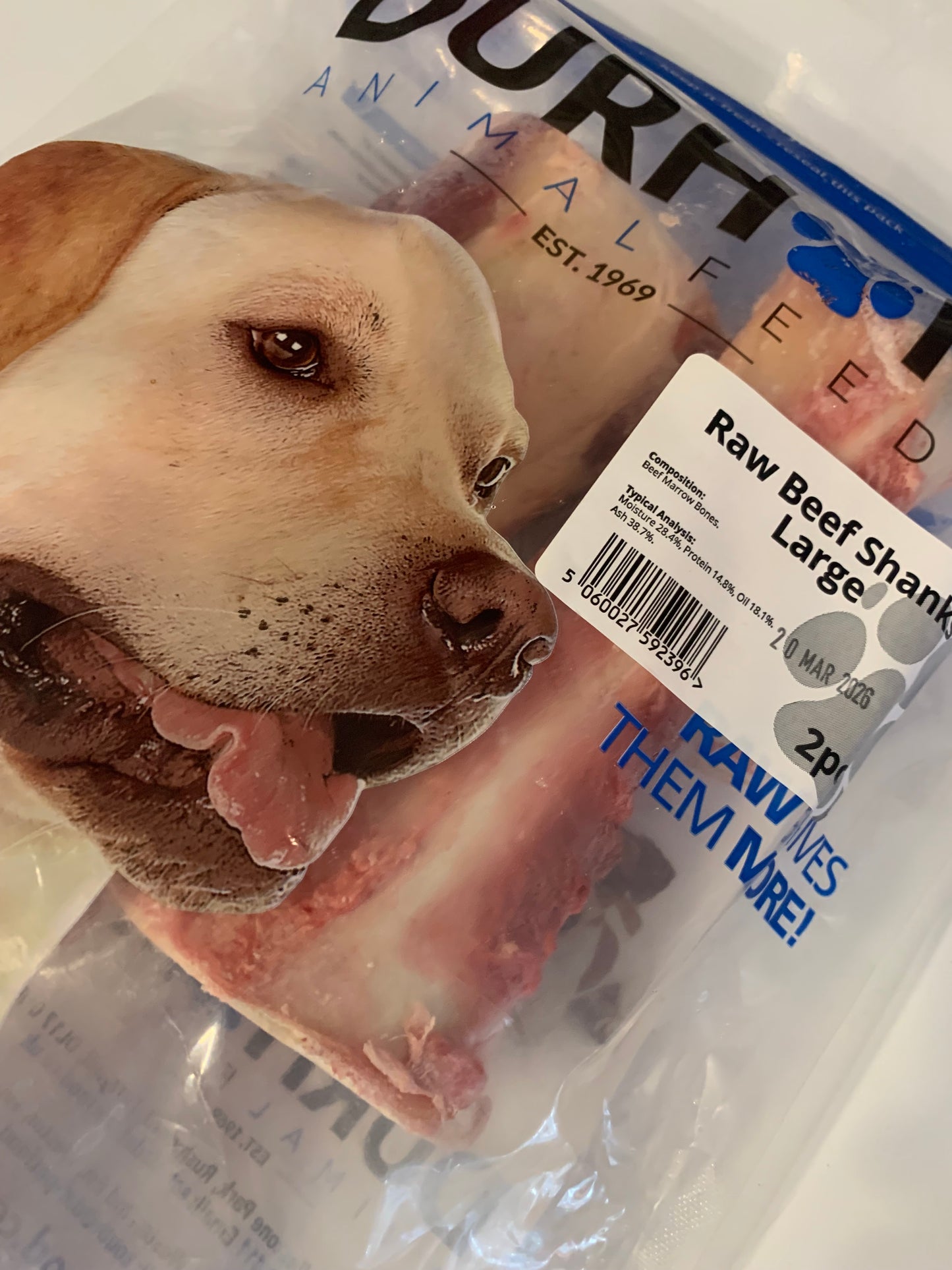 Durham Animal Feed Large Beef Shanks 8” 2pk, raw dog food, raw dog food bolton, raw dog food near me, right side