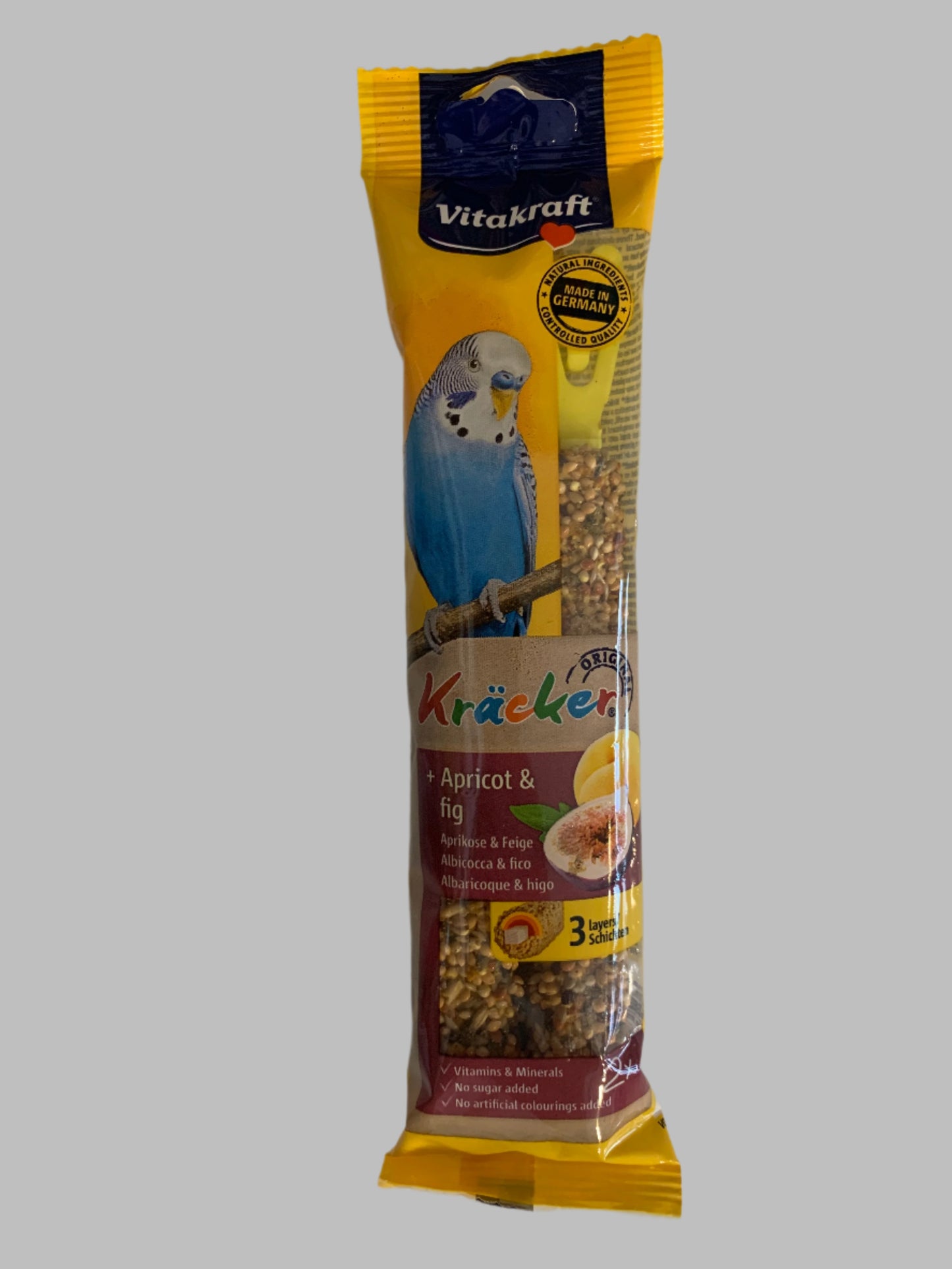 vitakraft apricot and fig bird sticks, bird treat, bird treats, bird treats homemade, bird treats for cockatiel, front side