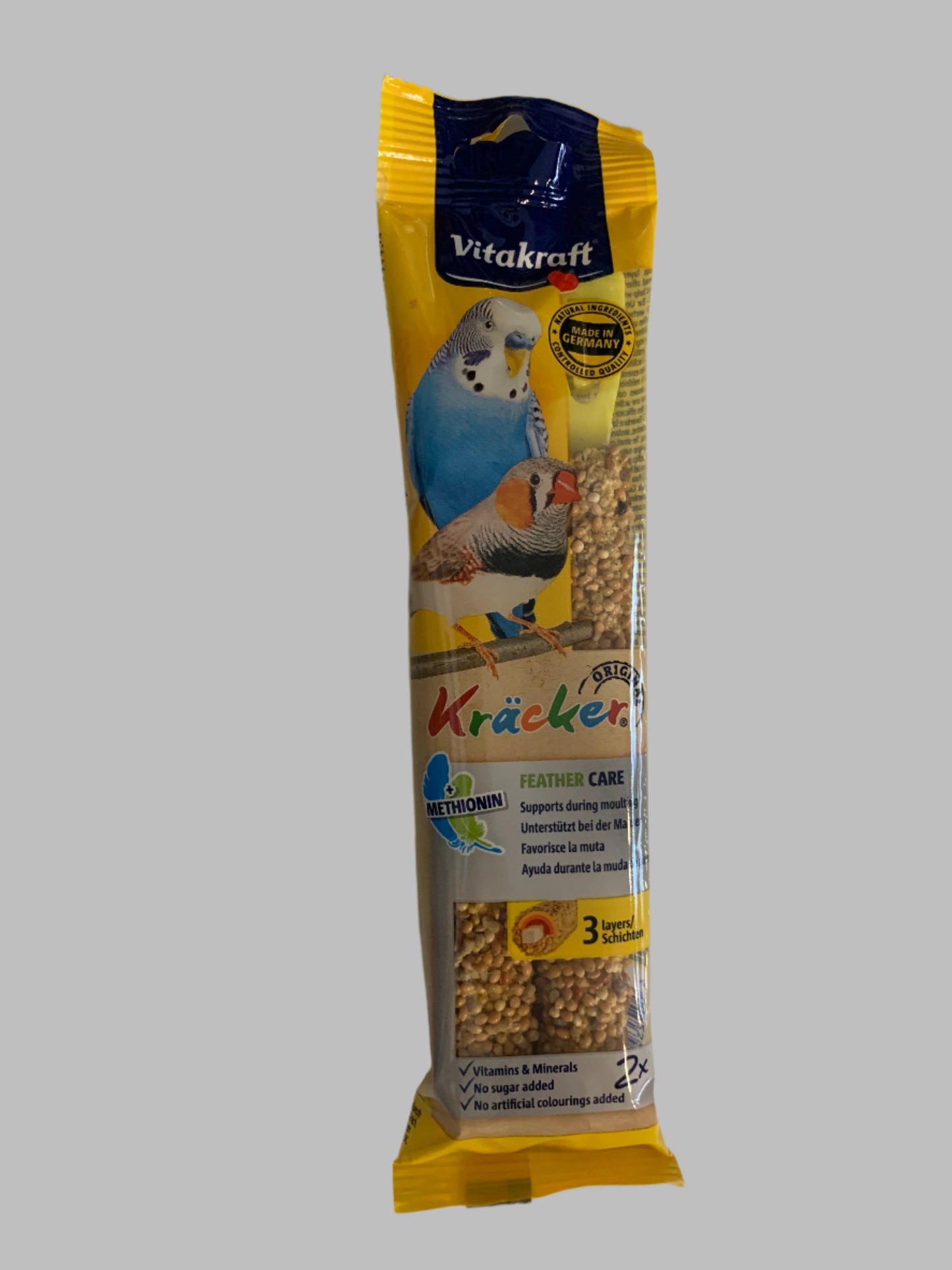 vitakraft feather care bird sticks, bird treat, bird treats, bird treats homemade, bird treats for cockatiel, front side