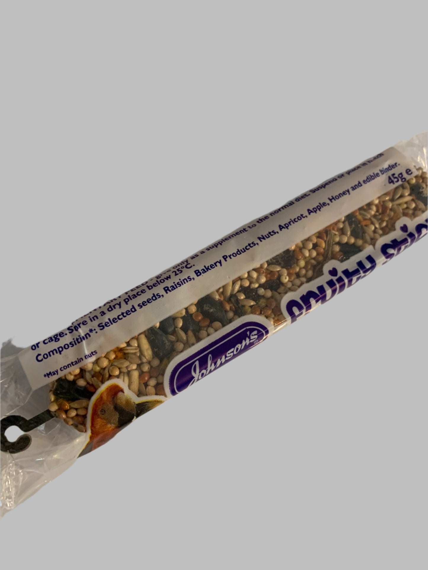 Johnsons fruity stick, bird treat, bird treats, bird treats homemade, bird treats for cockatiel, back side