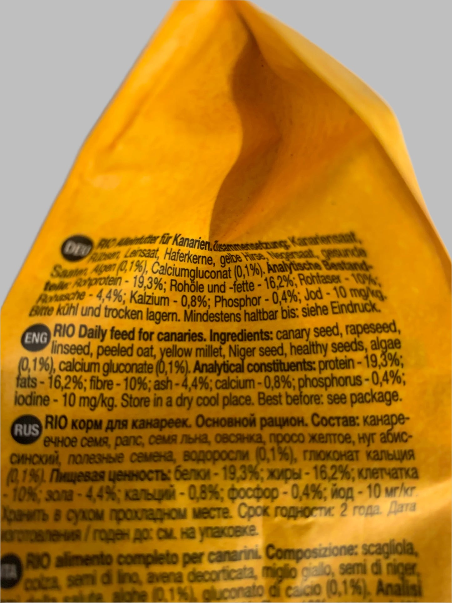 Rio Canary Seed 500g, canary seed, canary seed 20kg, right side