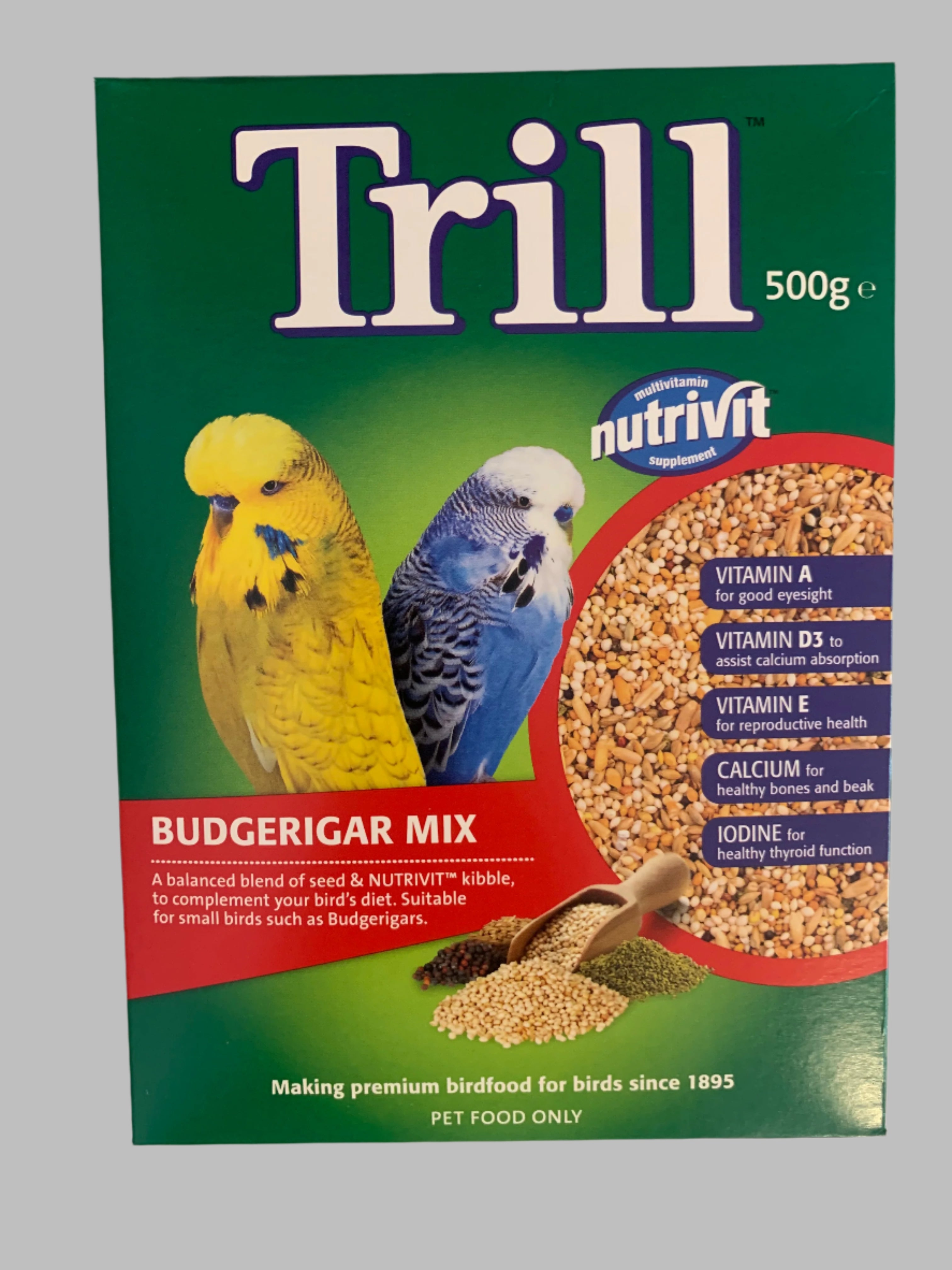 trill budgie food 500g, budgie food near me, budgie food 20kg, front side