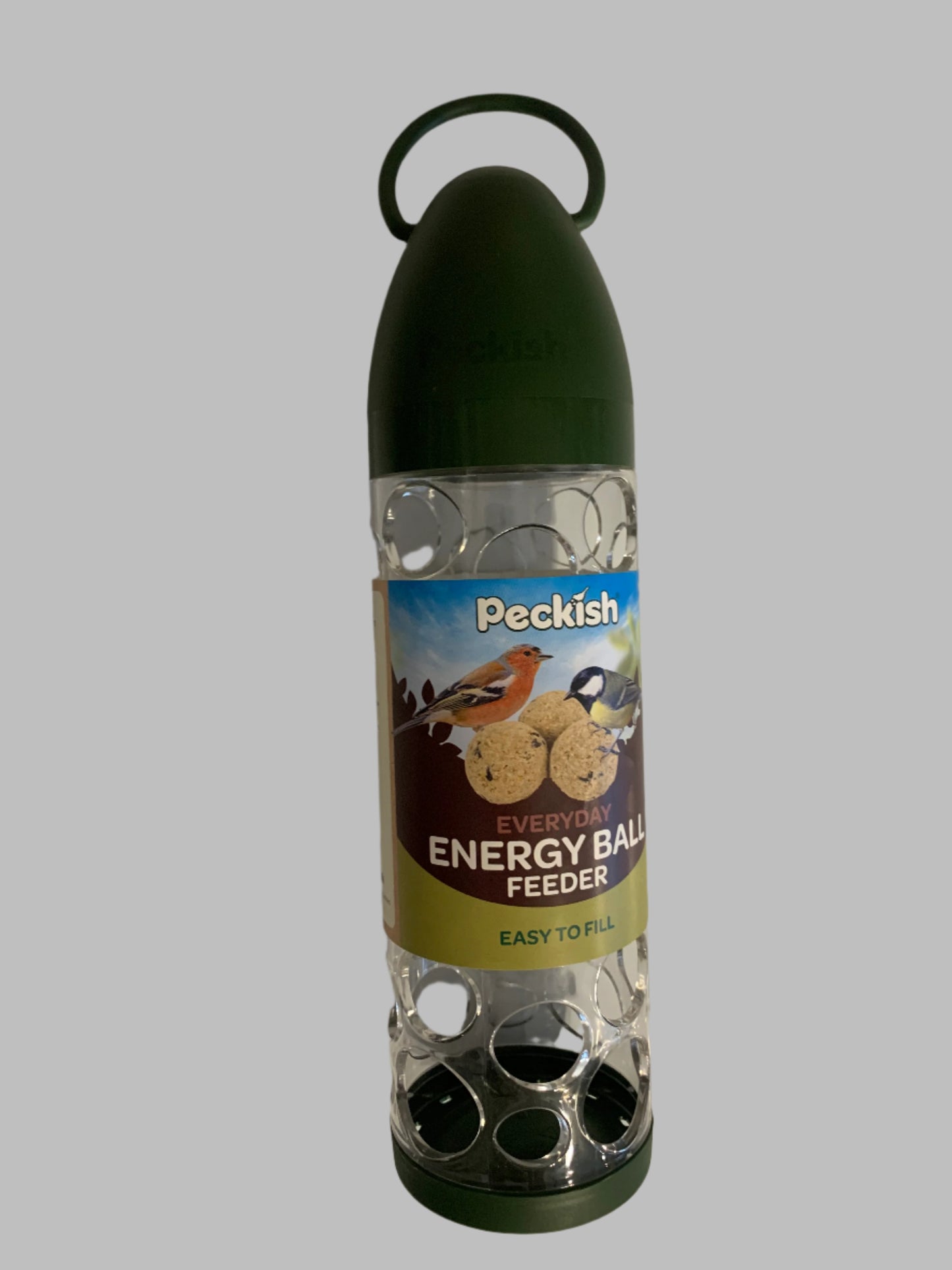 Peckish Energy Ball Feeder, bird feeder, bird feeders, bird feeders uk, bird feeder camera, bird feeders squirrel proof, squirrel proof bird feeders, front side
