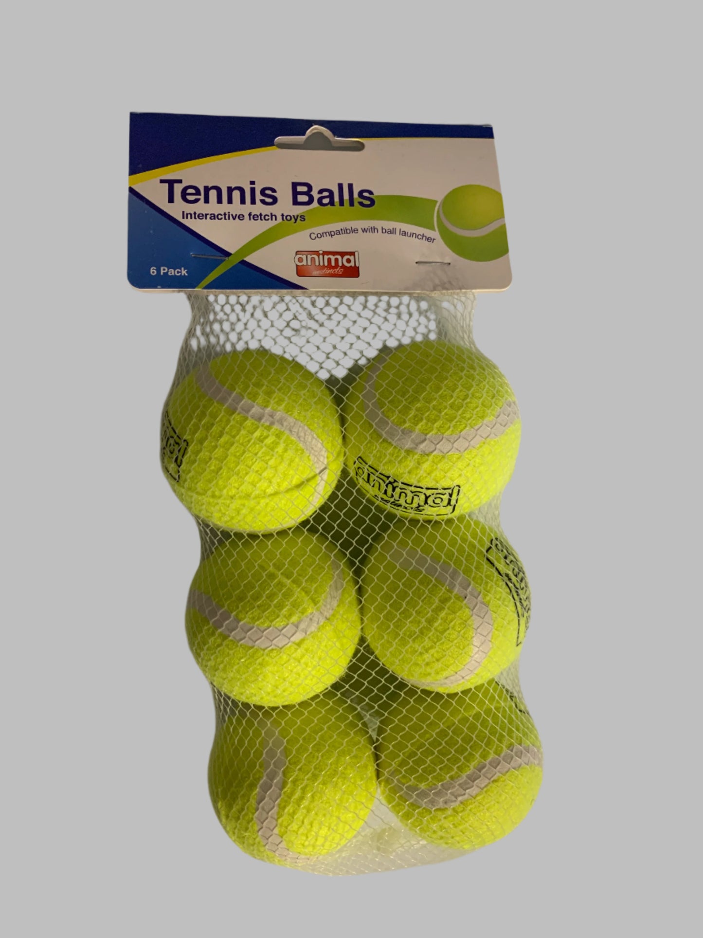 Animal Instincts Tennis Balls 6pk, dog toys uk, dog toys amazon, front side
