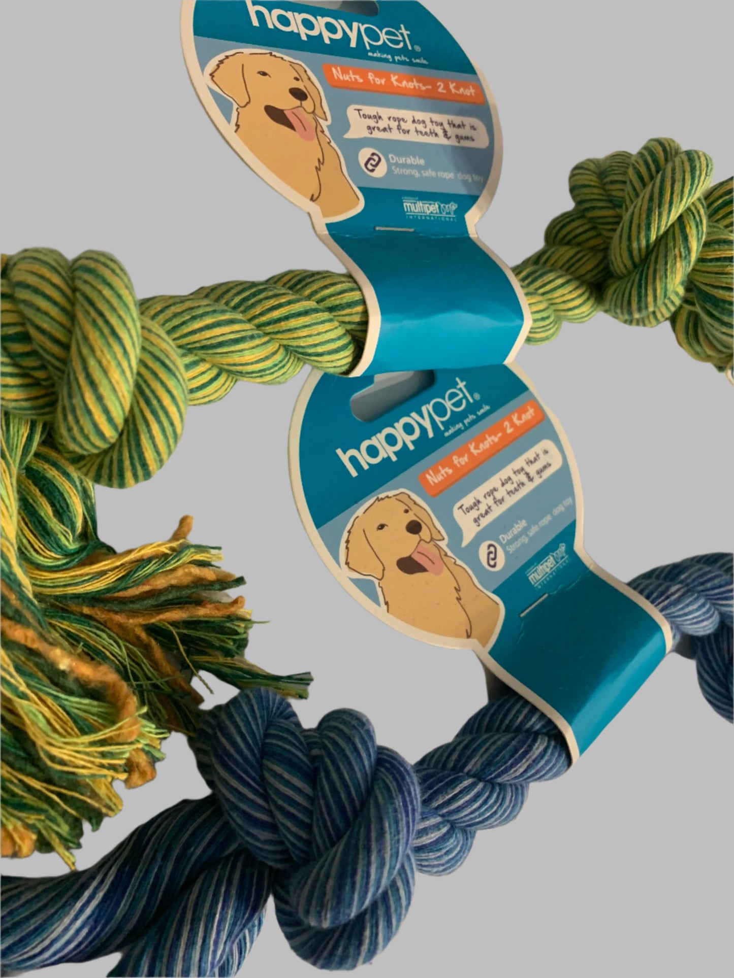 Happy Pet Flossin Fun 2 Knot Rope, dog toys uk, dog toys amazon, left side
