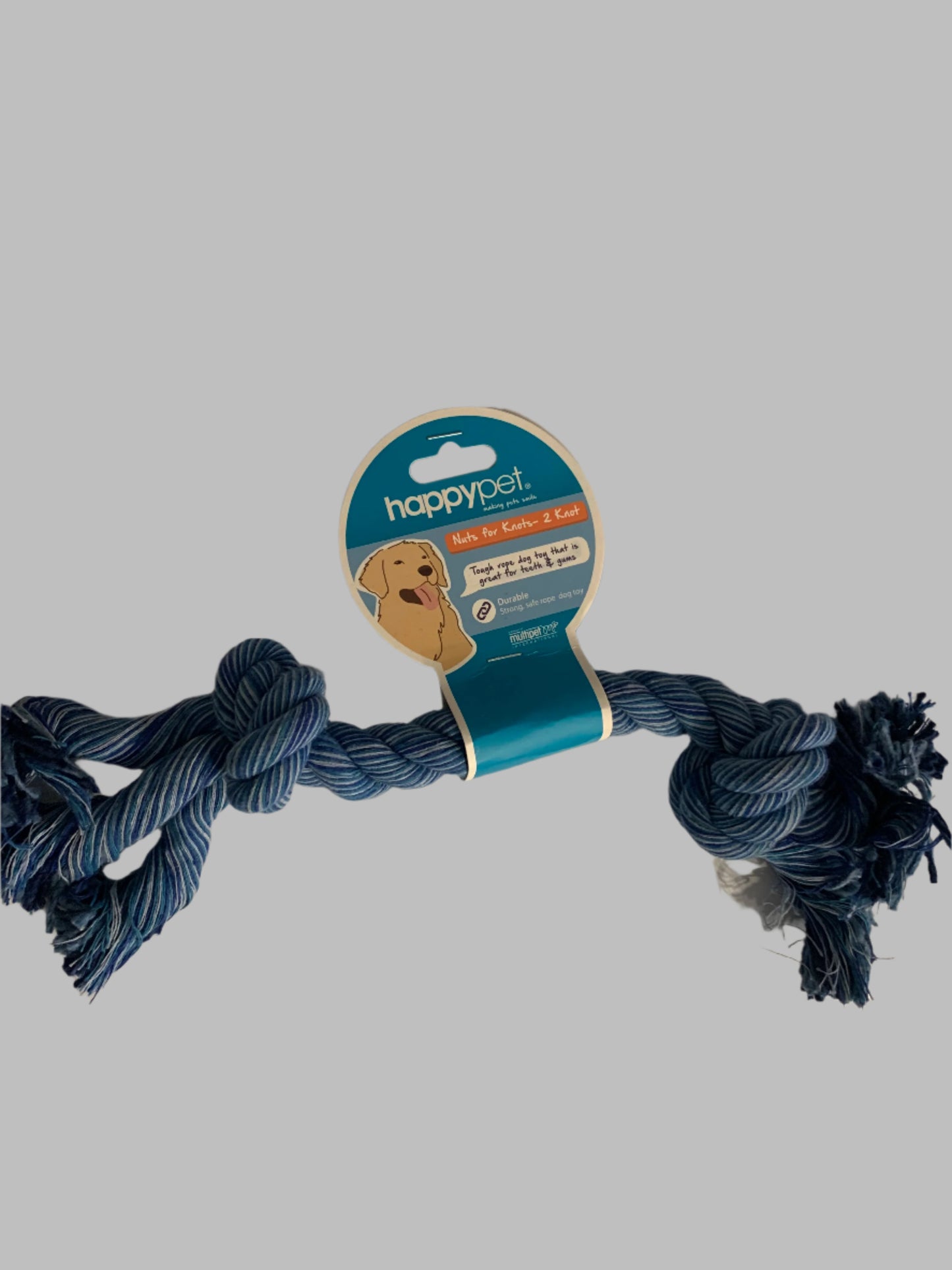 Happy Pet Flossin Fun 2 Knot Rope blue, dog toys uk, dog toys amazon, front side