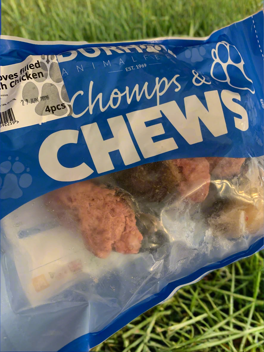 Durham Animal Feed Hooves with chicken 4pk, raw dog food, raw dog food bolton, raw dog food near me, left side