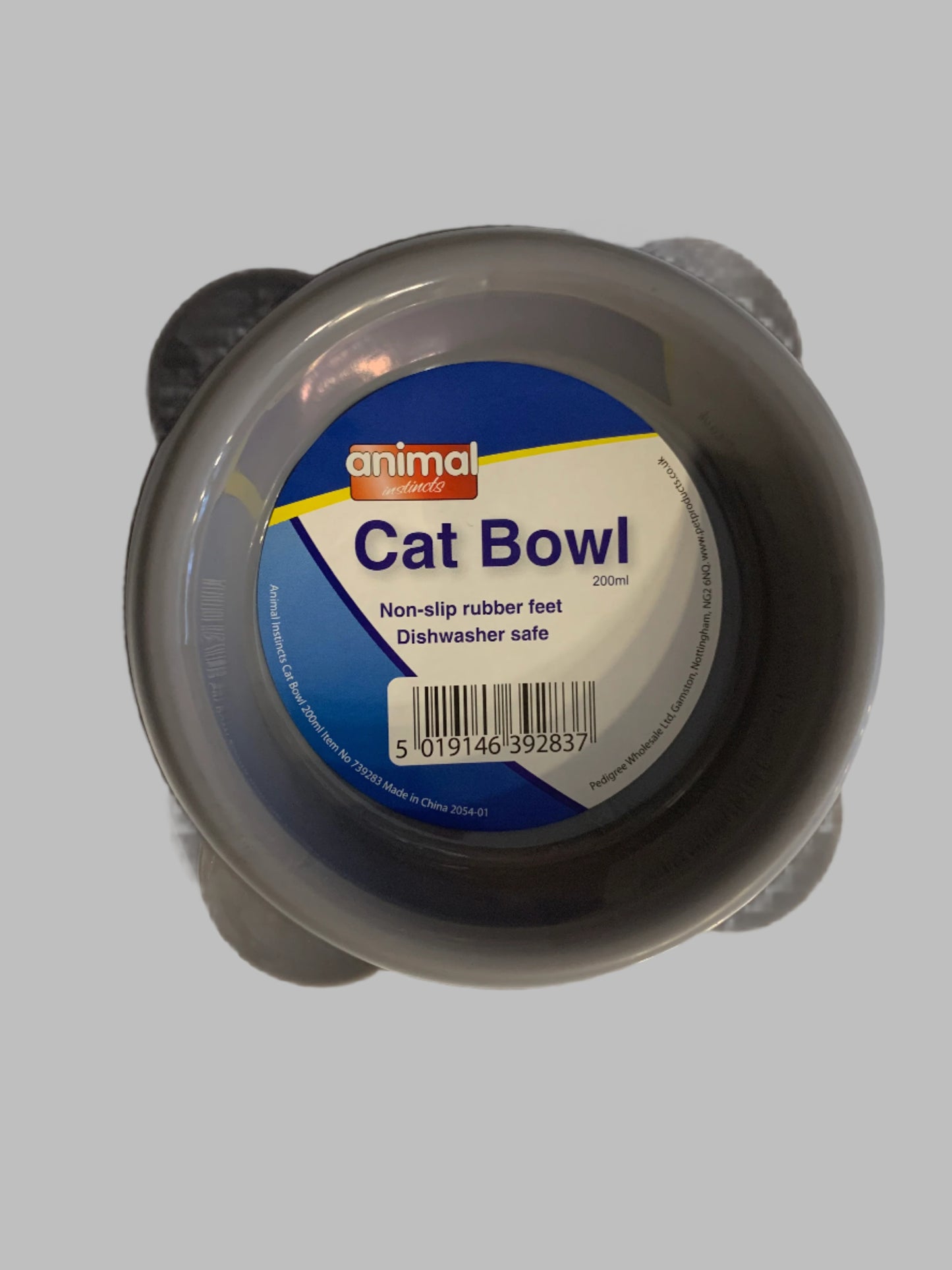 Animal Instincts Plastic Cat Bowl 200ml grey, cat bowls, bowl cat, front side