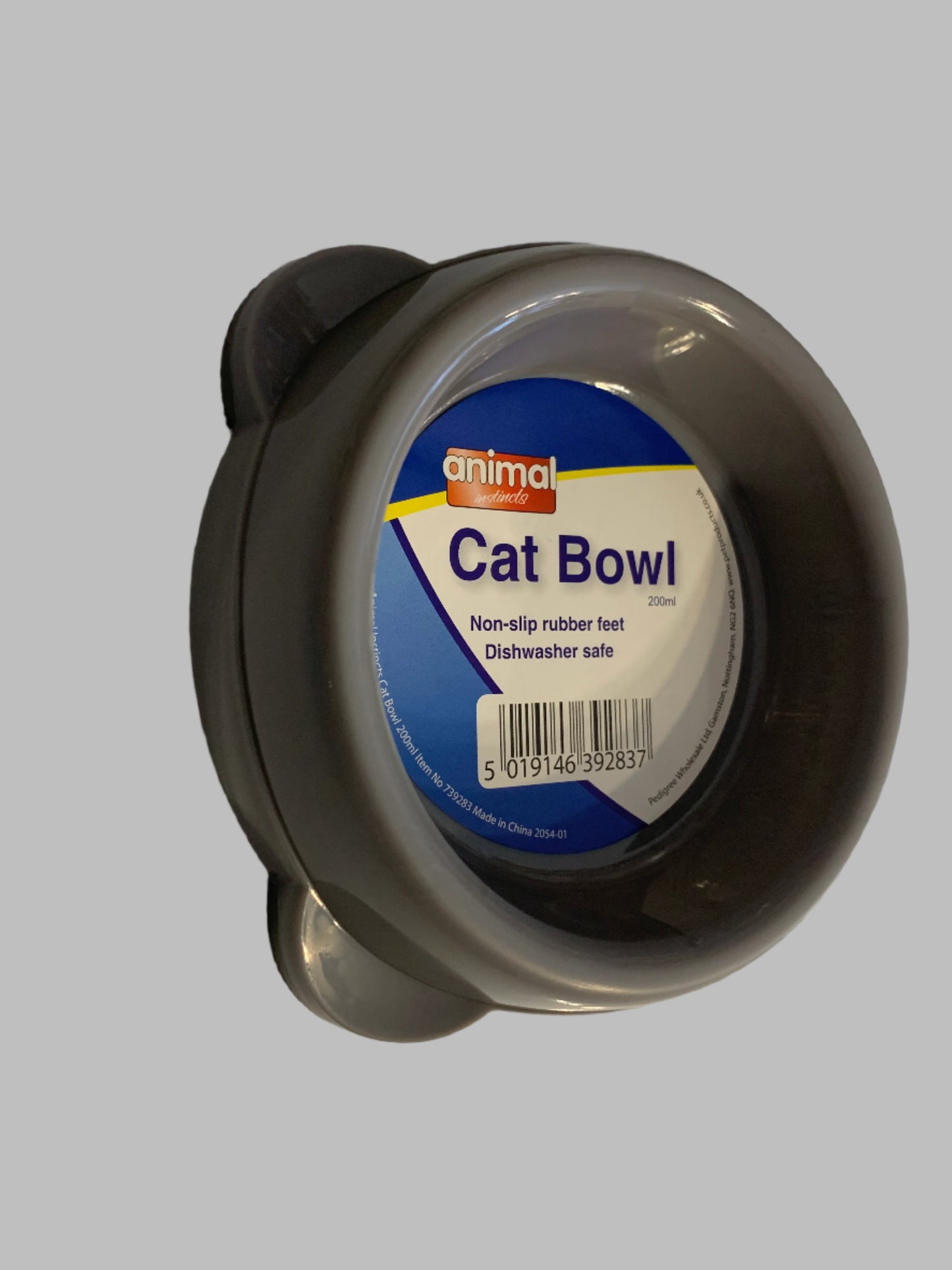Animal Instincts Plastic Cat Bowl 200ml grey, cat bowls, bowl cat, left side