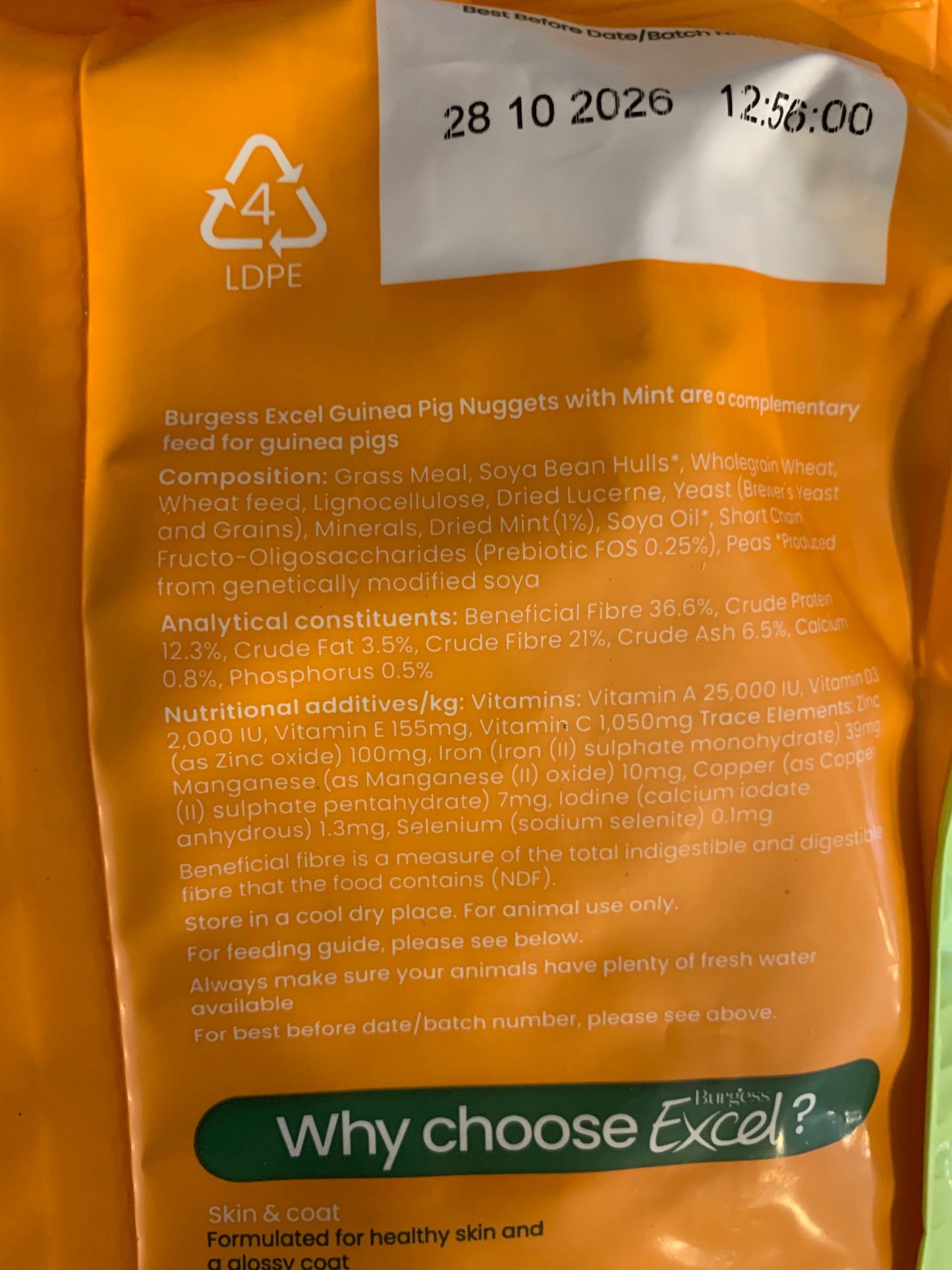 Burgess Excel Guinea Pig Food with Mint 1.8kg