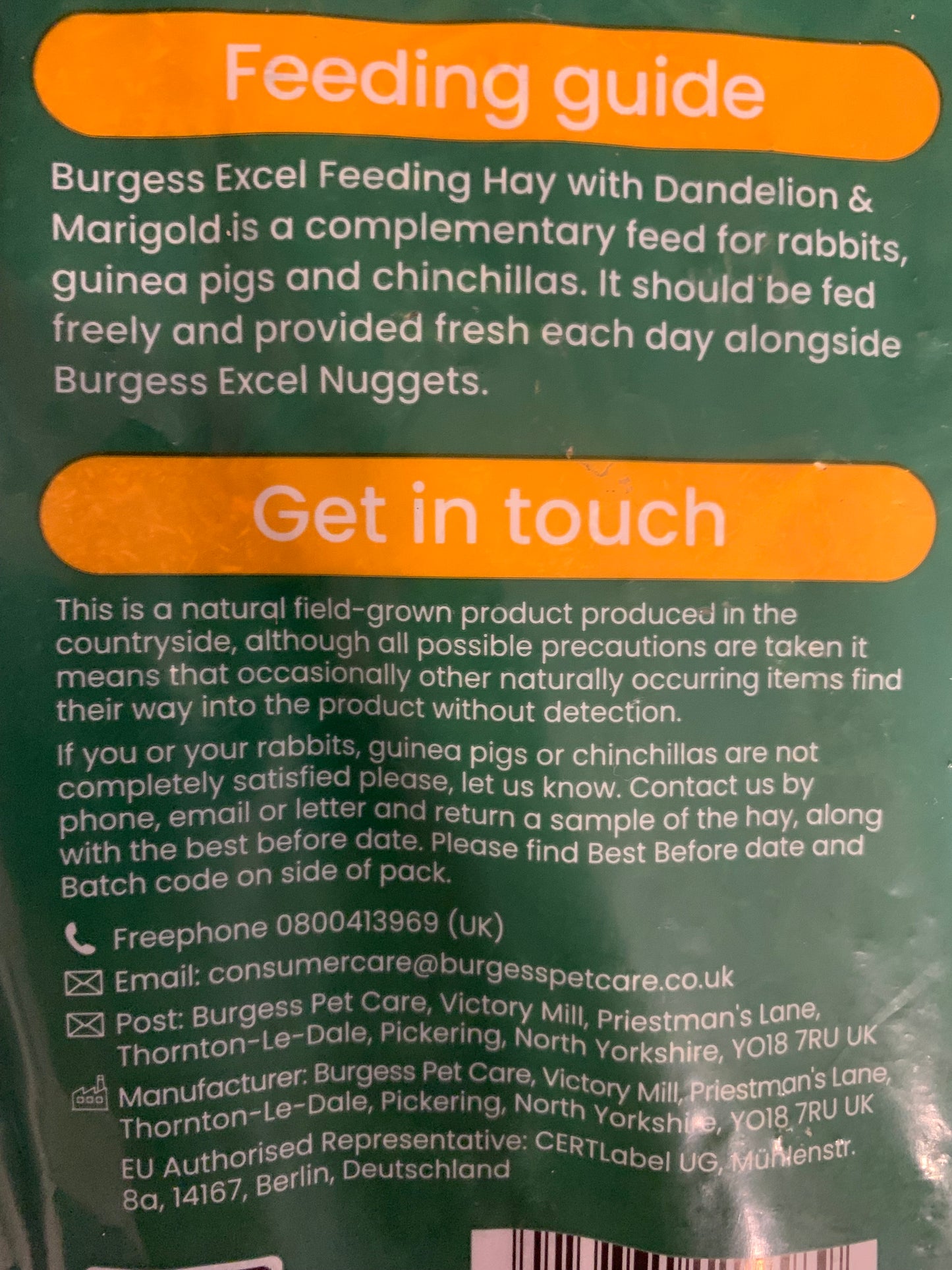 Burgess Excel Dandelion & Marigold Herbage 1kg
