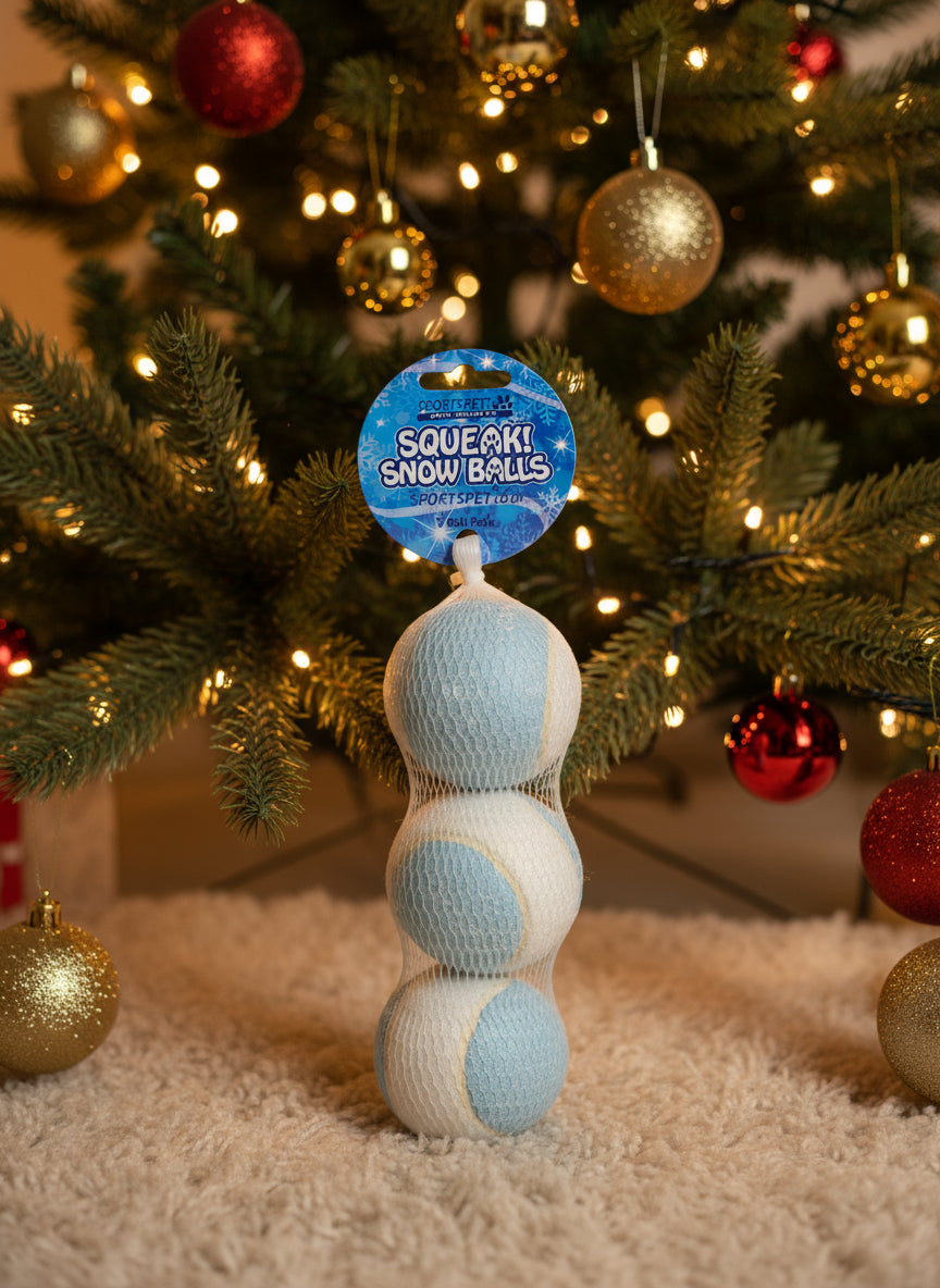 Squeaky Christmas Snow Balls Dog Toy 3pk
