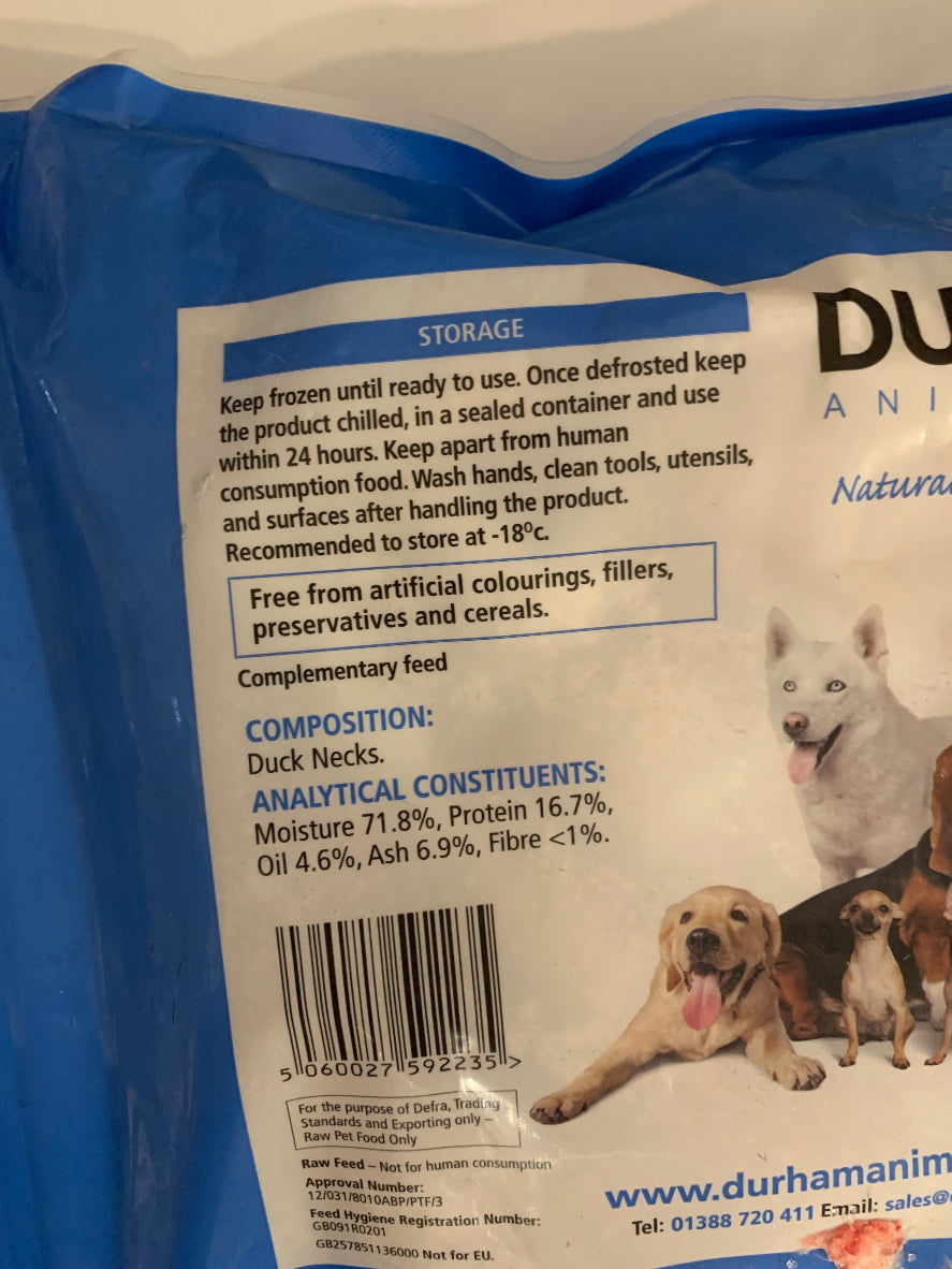Durham Animal Feed Duck Necks 1kg