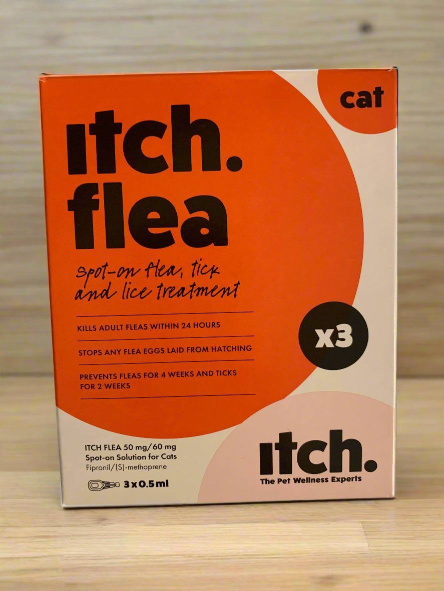 Itch Flea Treatment For Cats 2pk, cat flea treatment, flea treatment for cats, front side, pets at home