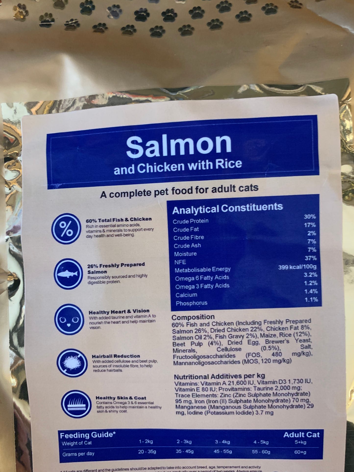 hypoallergenic cat food, dry cat food, back side