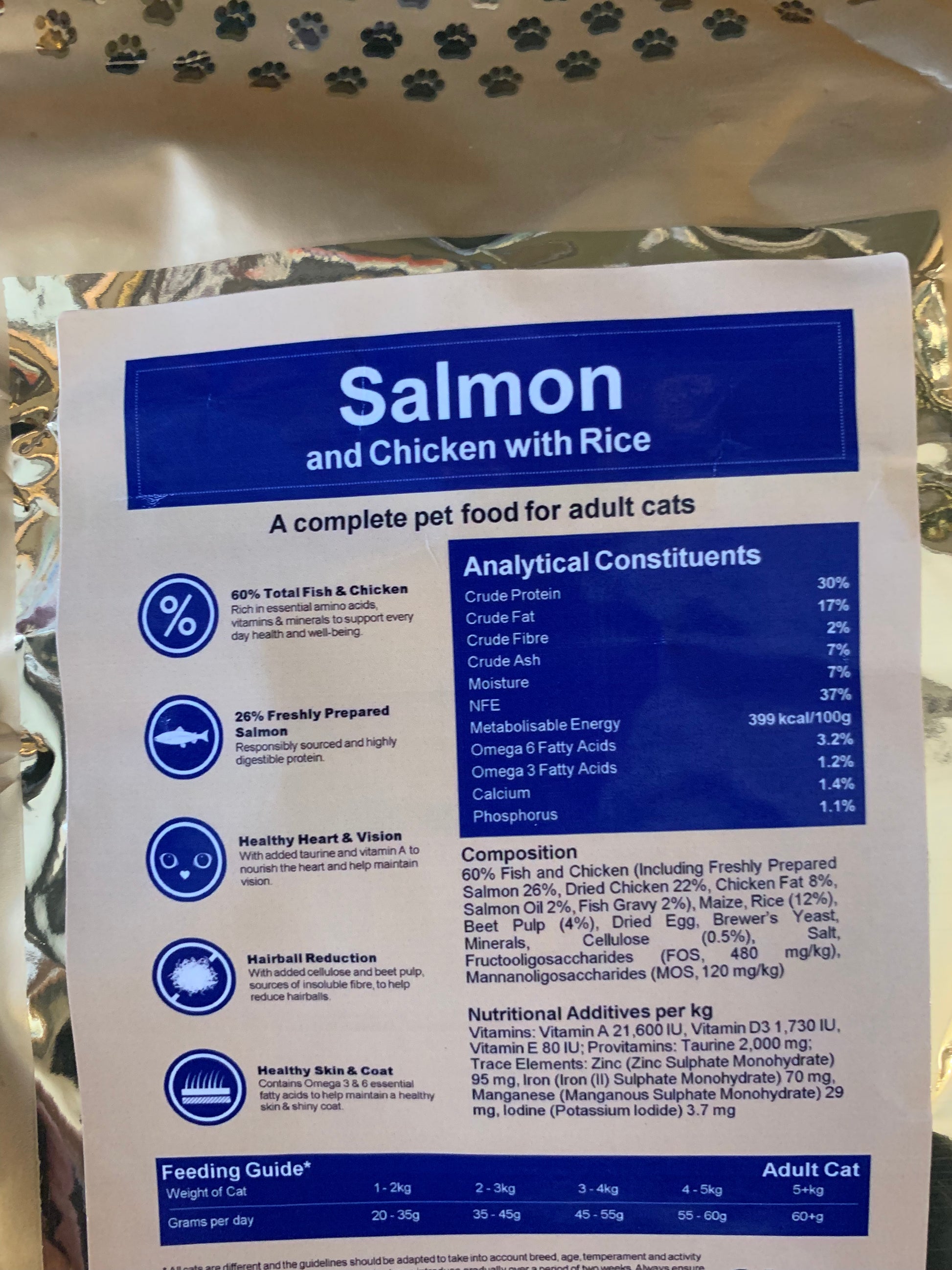 hypoallergenic cat food, dry cat food, back side