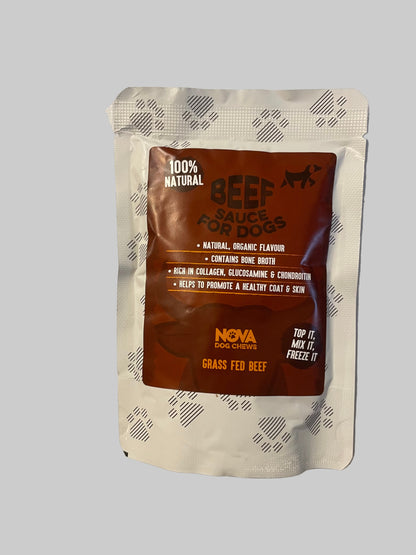 nova collagen beef sauce for dogs, pets at home, collagen for dogs, collagen for dog, collagen for dogs uk, collagen for dogs arthritis, collagen for dog joints, front side