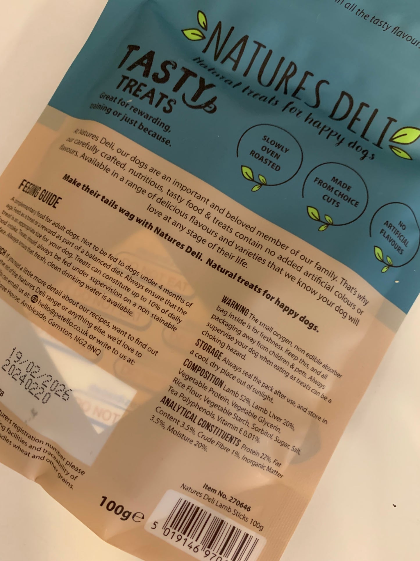 Natures Deli Dog Treats, dog treat, dog treats, natural dog treats, back side