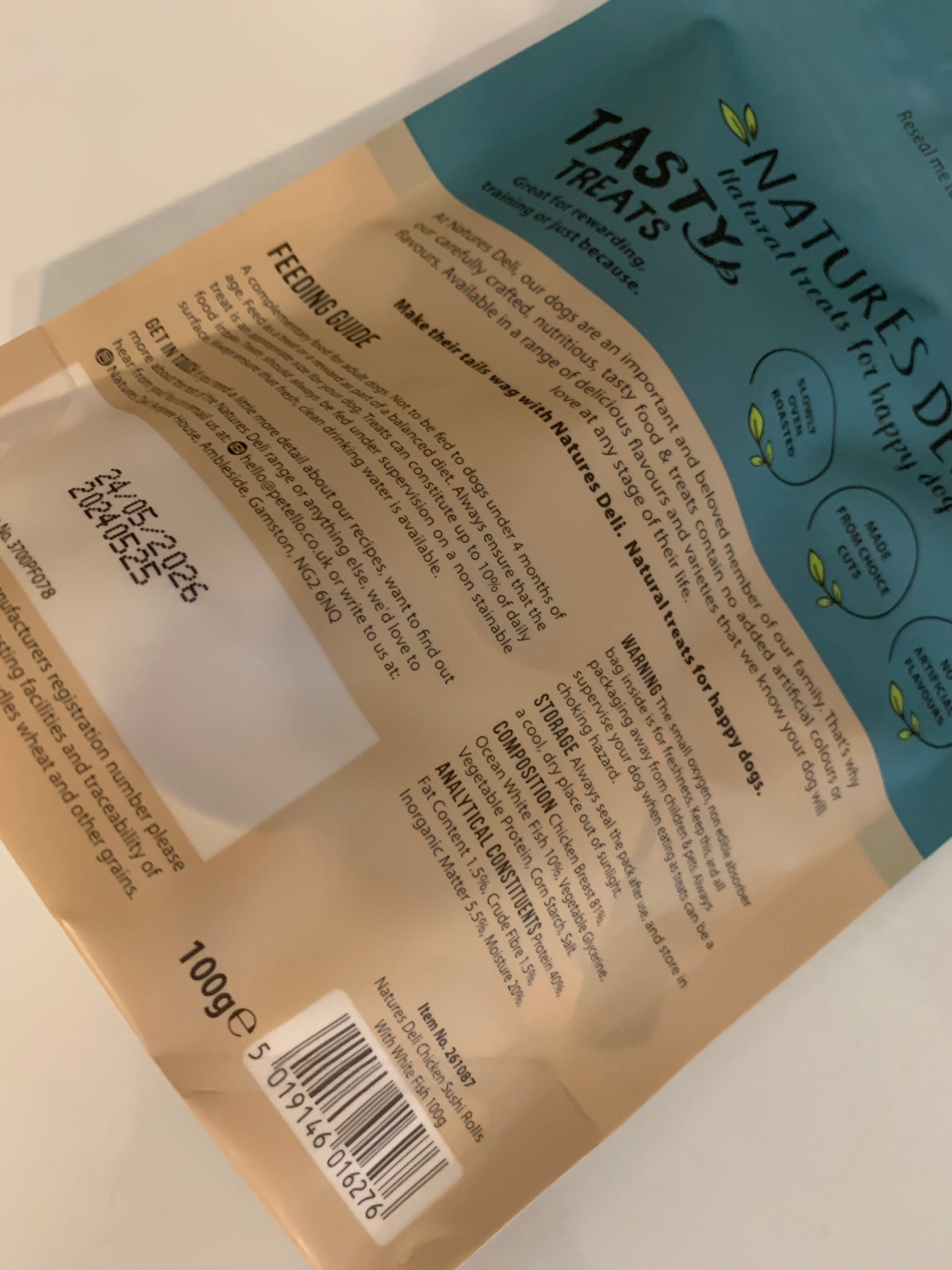 Natures Deli Dog Treats, dog treat, dog treats, natural dog treats, back side