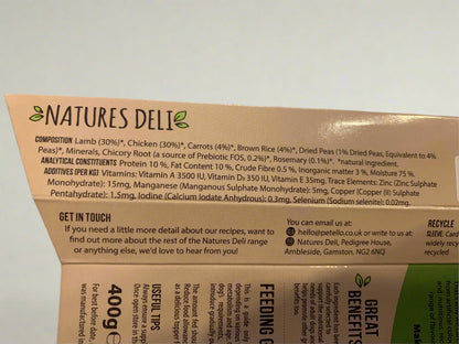 natures deli wet dog food, forthglade wet dog food, best wet dog food, back side