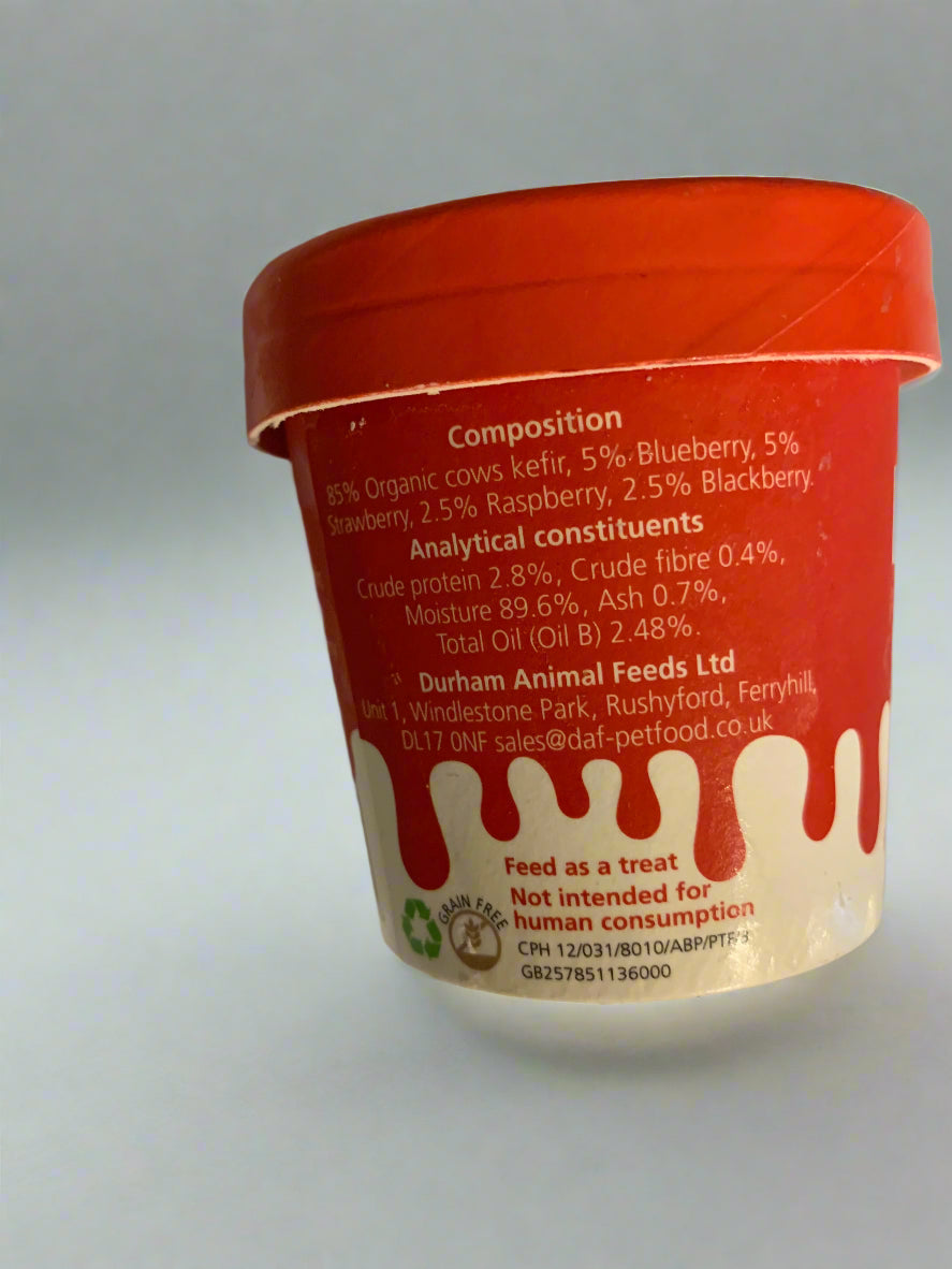 Durham Animal Feed Organic Kefir Yogurt 85ml, dog treat, dog treats, front side