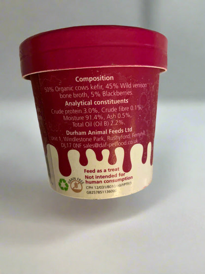Durham Animal Feed Organic Kefir Yogurt 85ml, dog treat, dog treats, back side