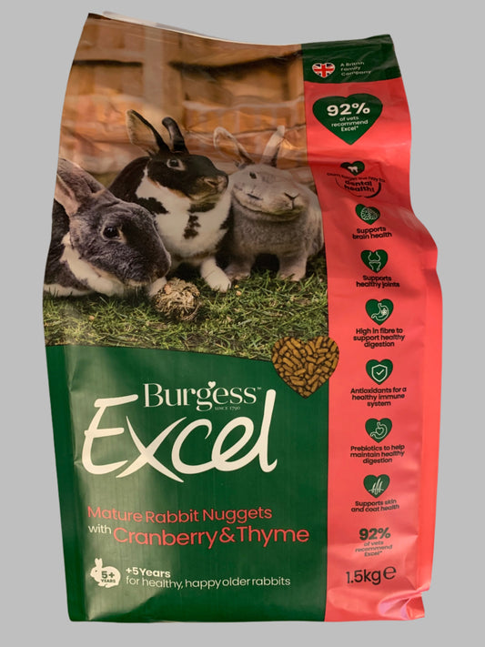 Burgess Excel Mature Adult With Cranberry Rabbit Nuggets 1.5kg