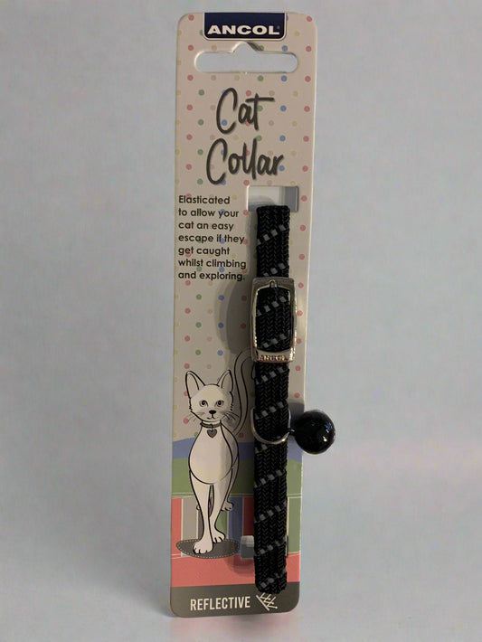 Ancol Reflective & Elasticated Belt Cat Collar, cat collars, front side