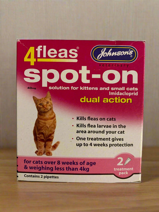4fleas spot on kitten, cat flea treatment, flea treatment for cats, front side