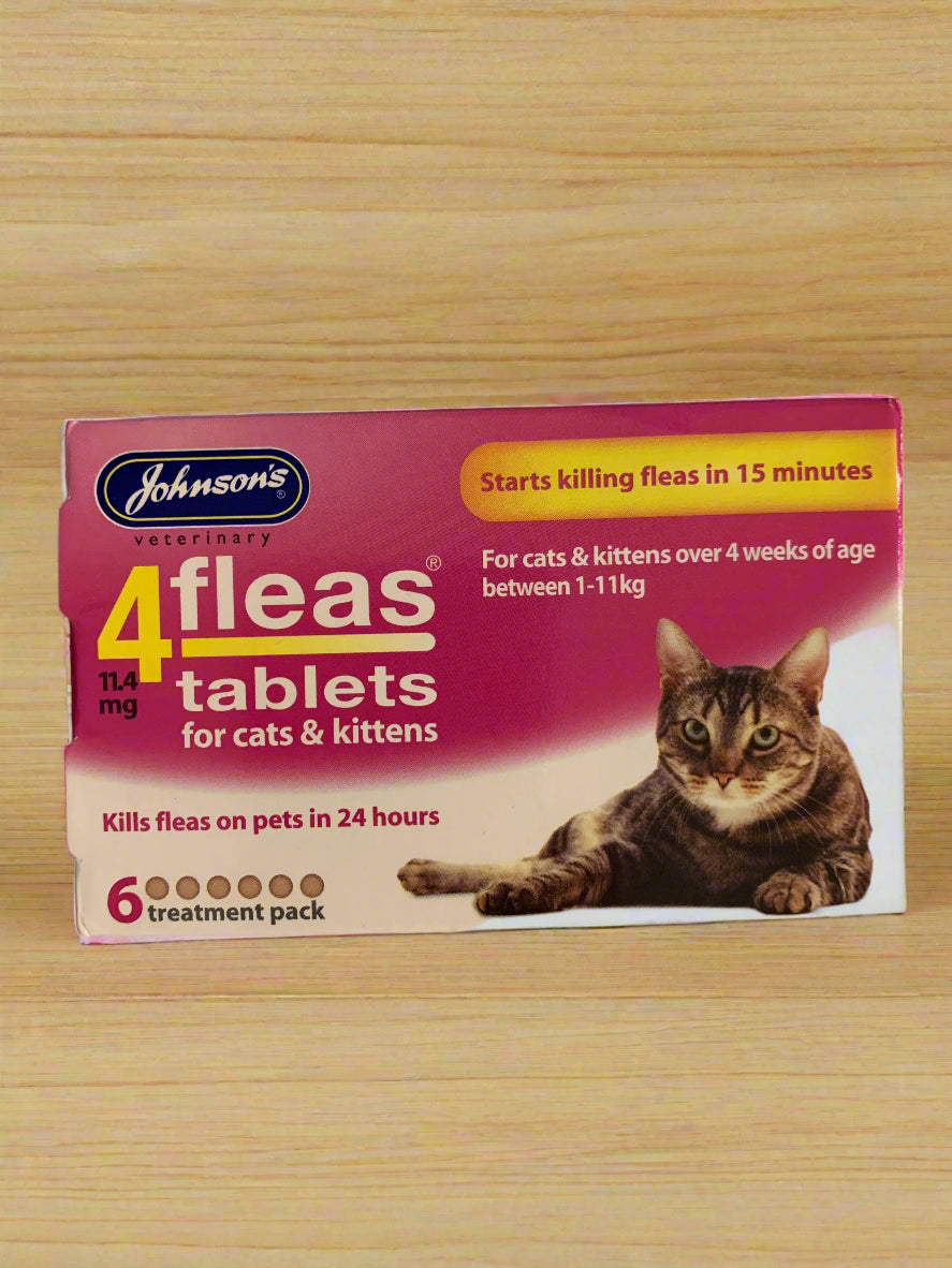 4fleas cat flea tablets 6pk, cat flea treatment, flea treatment for cats, front side