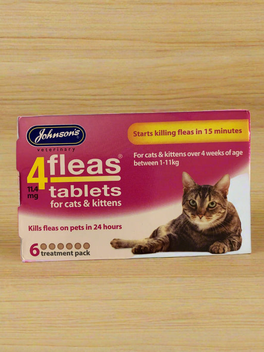 4fleas cat flea tablets 6pk, cat flea treatment, flea treatment for cats, front side