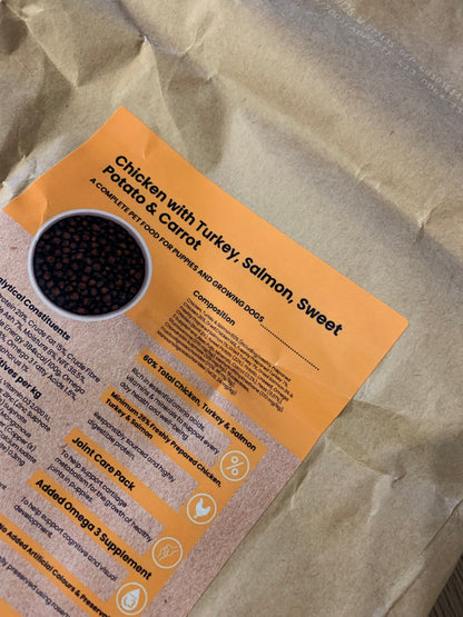 grain free dog food, grain free puppy dog food, dry dog food, best dry dog food uk, back side
