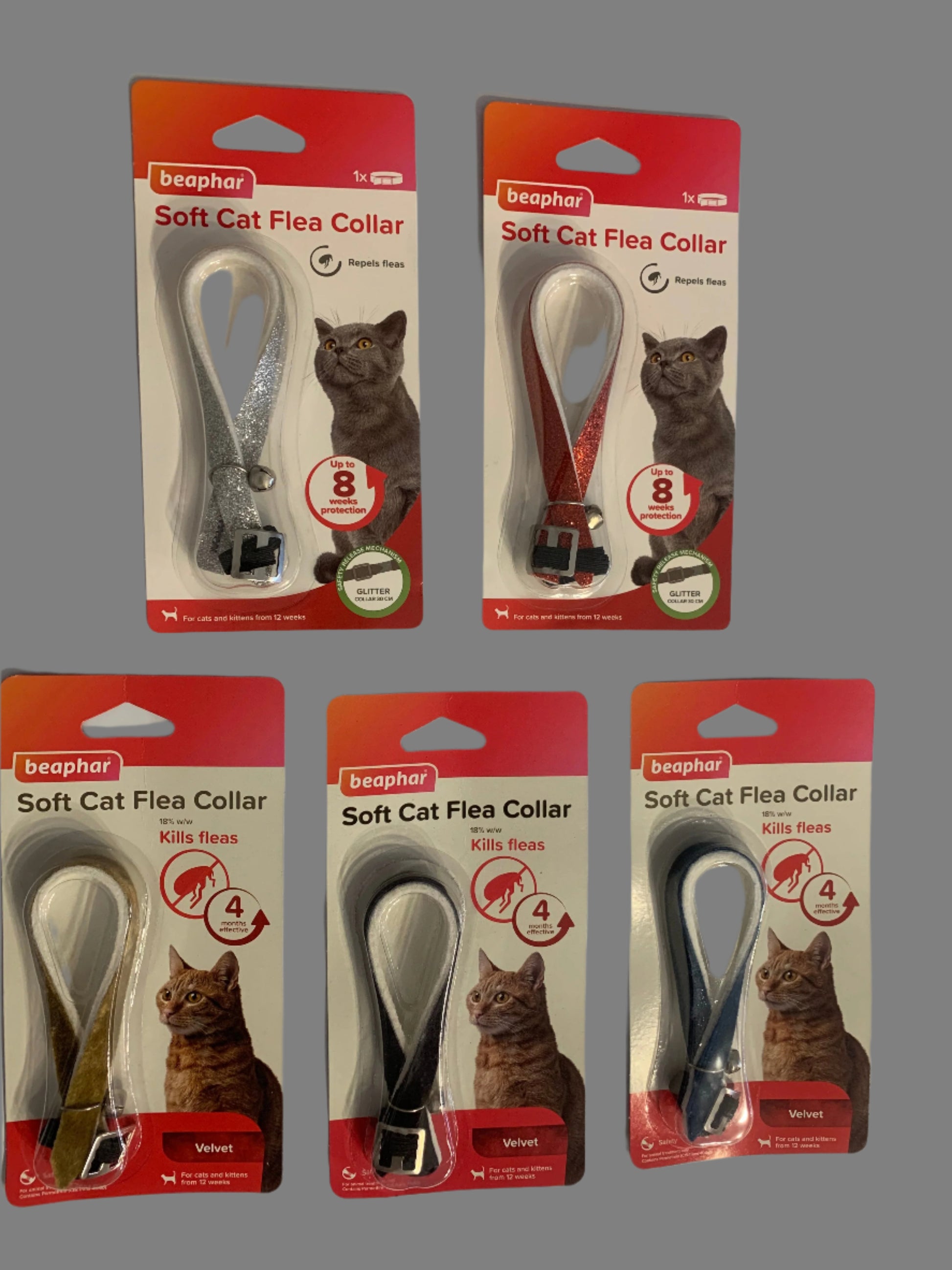 Beaphar Glitter Cat Flea Collar, Cat Collar, cat collars, front side, collage side