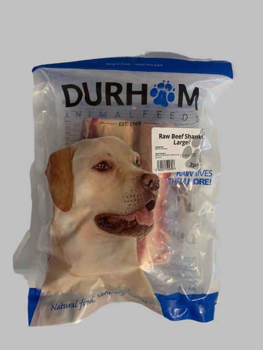 Durham Animal Feed Large Beef Shanks 8” 2pk, raw dog food, raw dog food bolton, raw dog food near me, front side