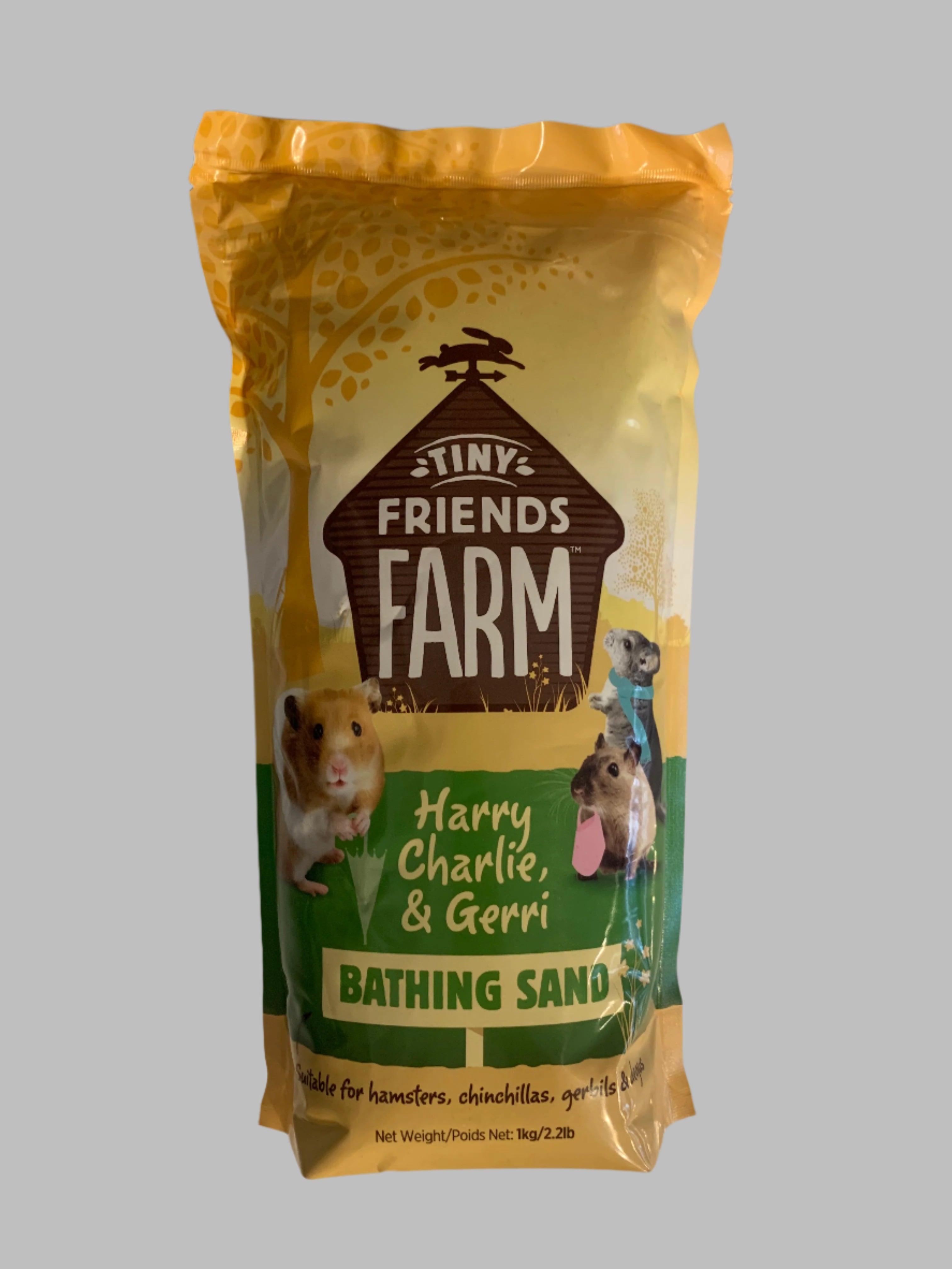 Tiny Friends Farm Charlie Bathing Sand 1kg, bathing sand hamster, bathing sand for gerbils, front side