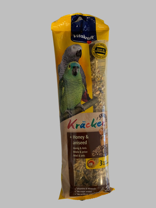 vitakraft honey and aniseed bird sticks, bird treat, bird treats, bird treats homemade, bird treats for cockatiel, bird treats for parrots, front side