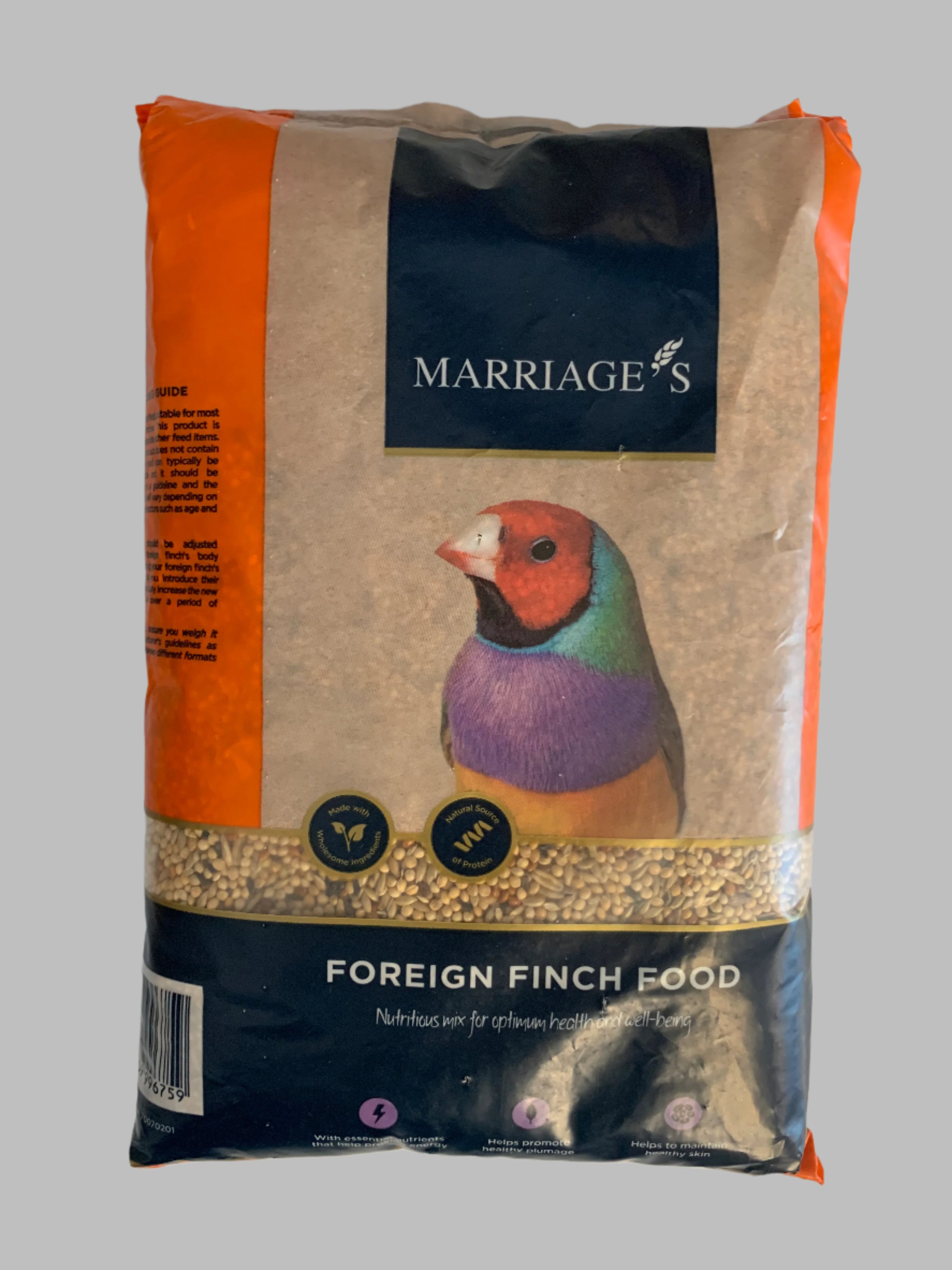 Marriages Foreign Finch Food 1kg, foreign finch food, foreign finch food 20kg, front side